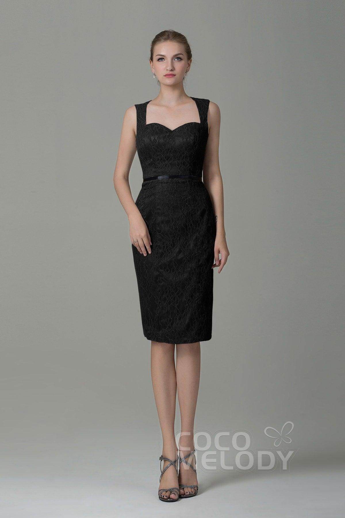 Sheath-Column Knee Length Lace Bridesmaid Dress COZK16011