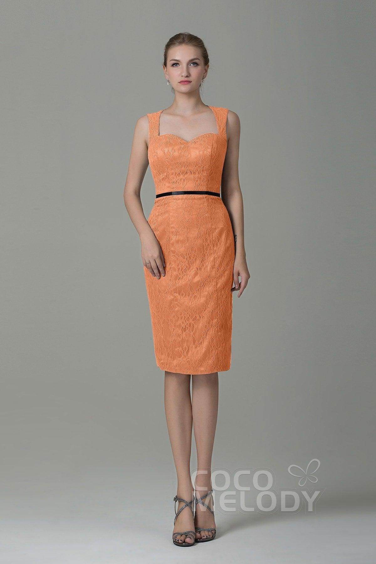 Sheath-Column Knee Length Lace Bridesmaid Dress COZK16011
