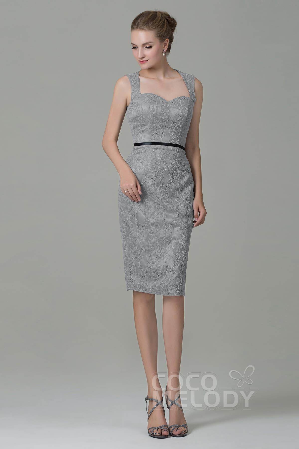 Sheath-Column Knee Length Lace Bridesmaid Dress COZK16011