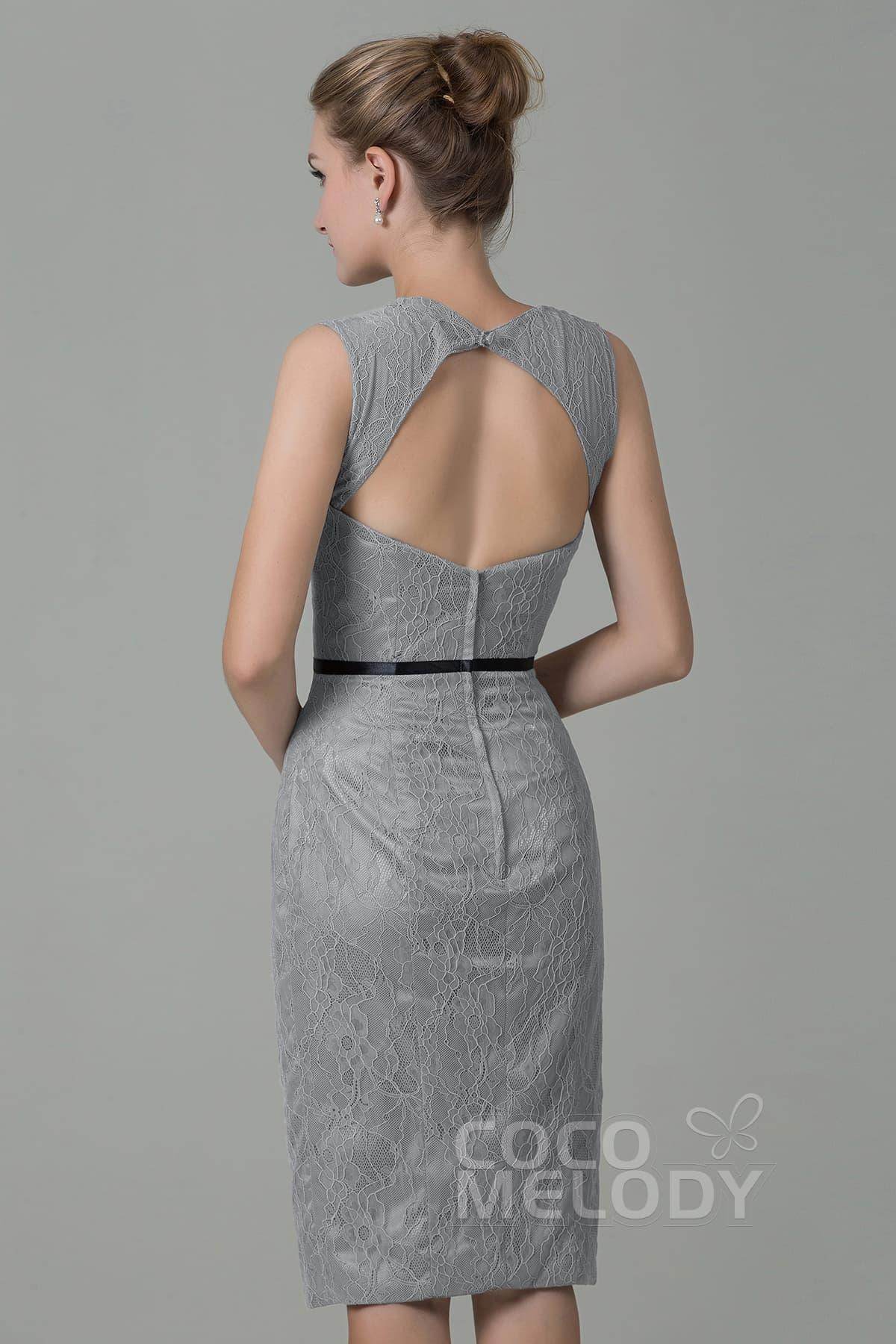 Sheath-Column Knee Length Lace Bridesmaid Dress COZK16011