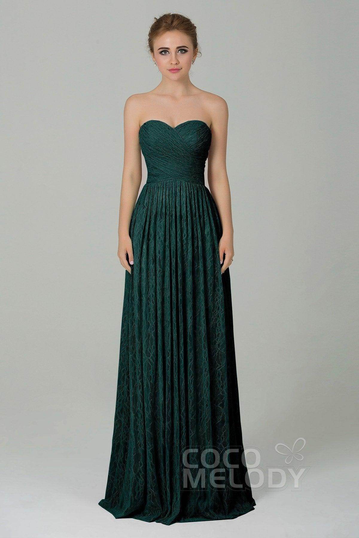 Sheath-Column Floor Length Lace Bridesmaid Dress COZK16013