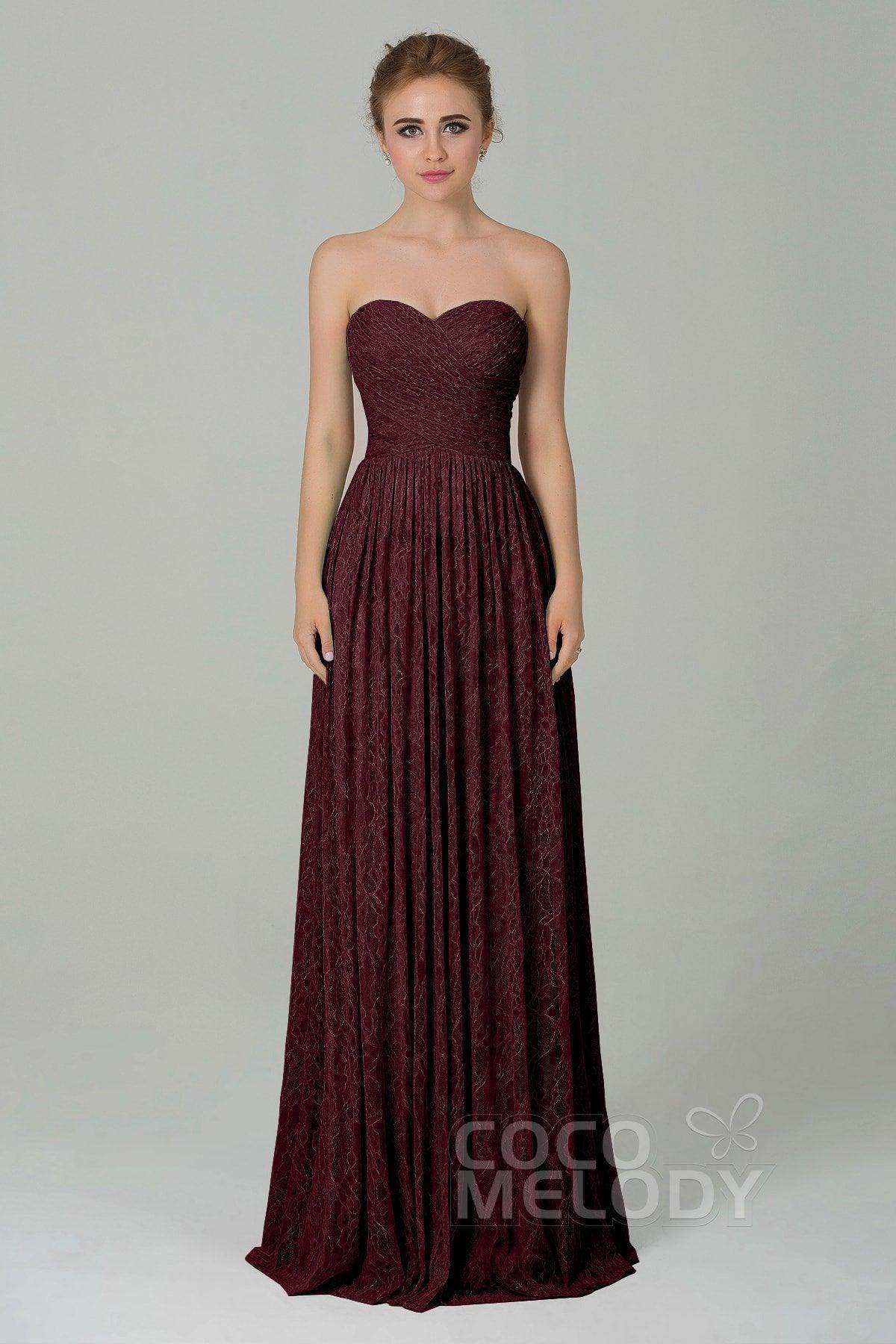 Sheath-Column Floor Length Lace Bridesmaid Dress COZK16013