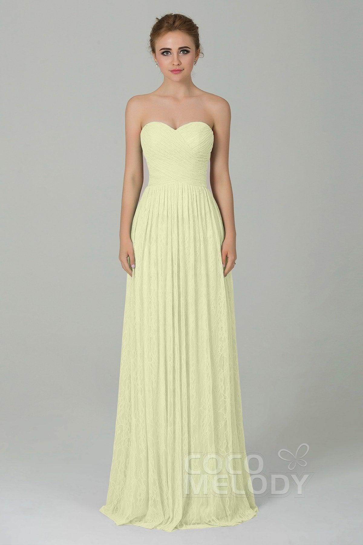 Sheath-Column Floor Length Lace Bridesmaid Dress COZK16013