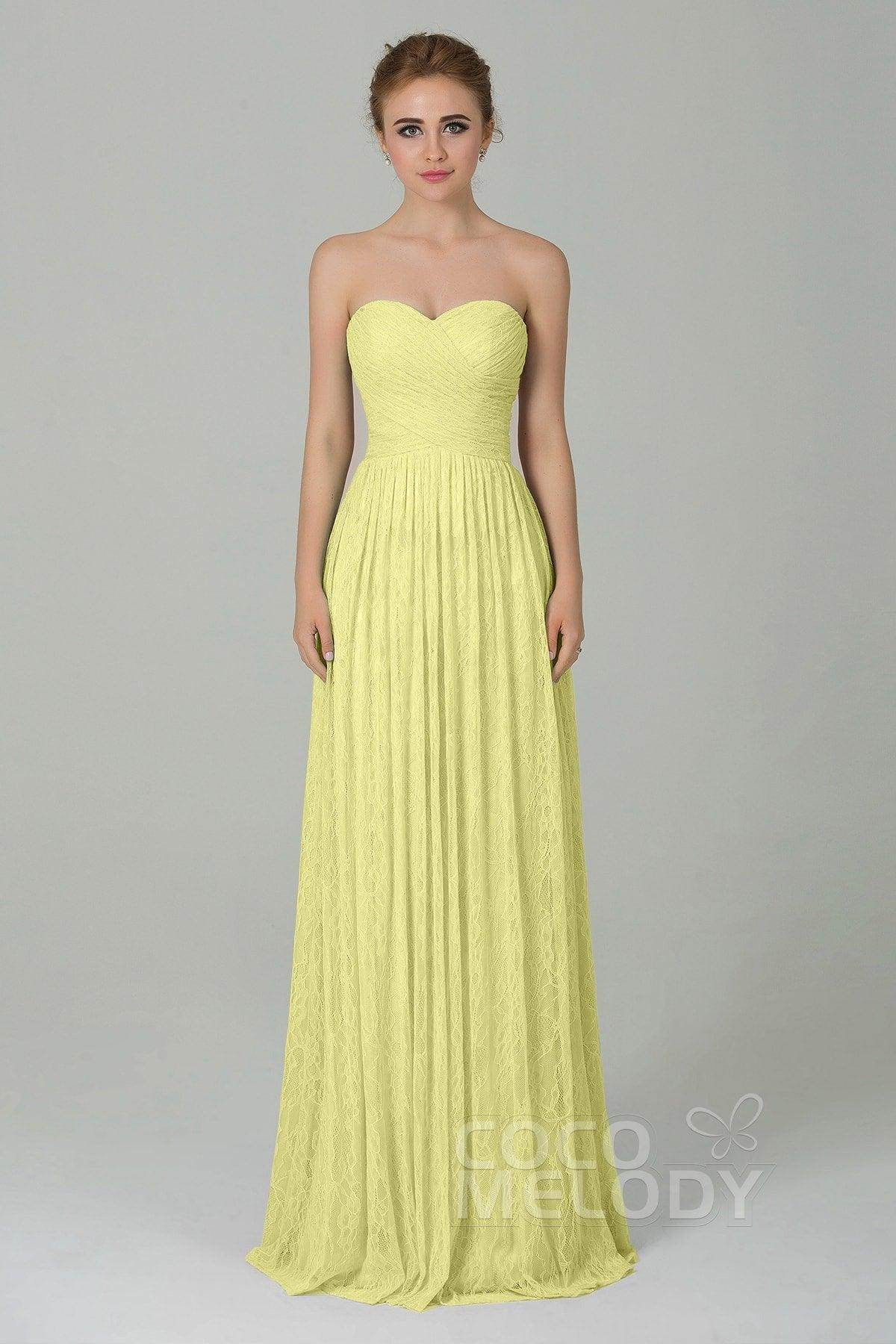 Sheath-Column Floor Length Lace Bridesmaid Dress COZK16013