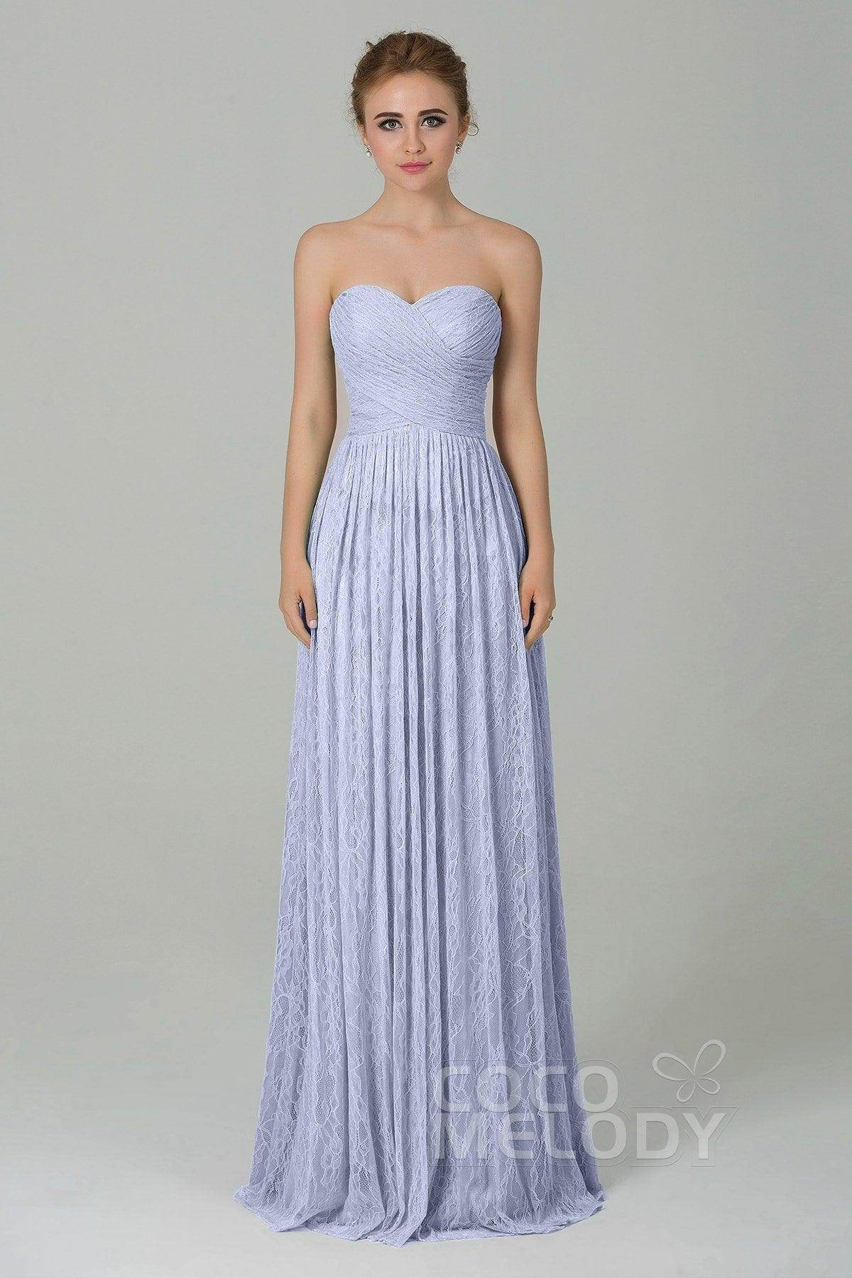 Sheath-Column Floor Length Lace Bridesmaid Dress COZK16013