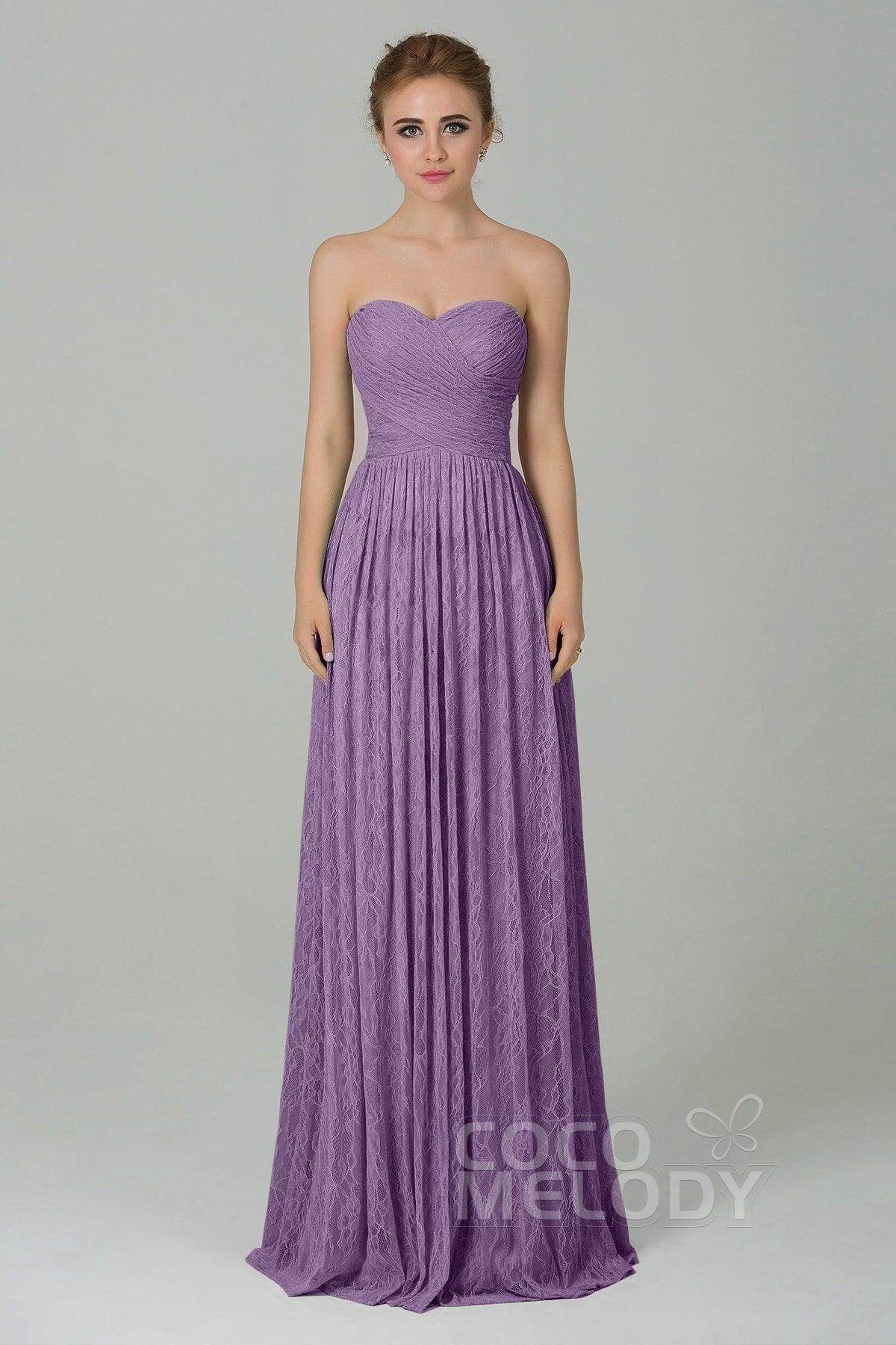 Sheath-Column Floor Length Lace Bridesmaid Dress COZK16013