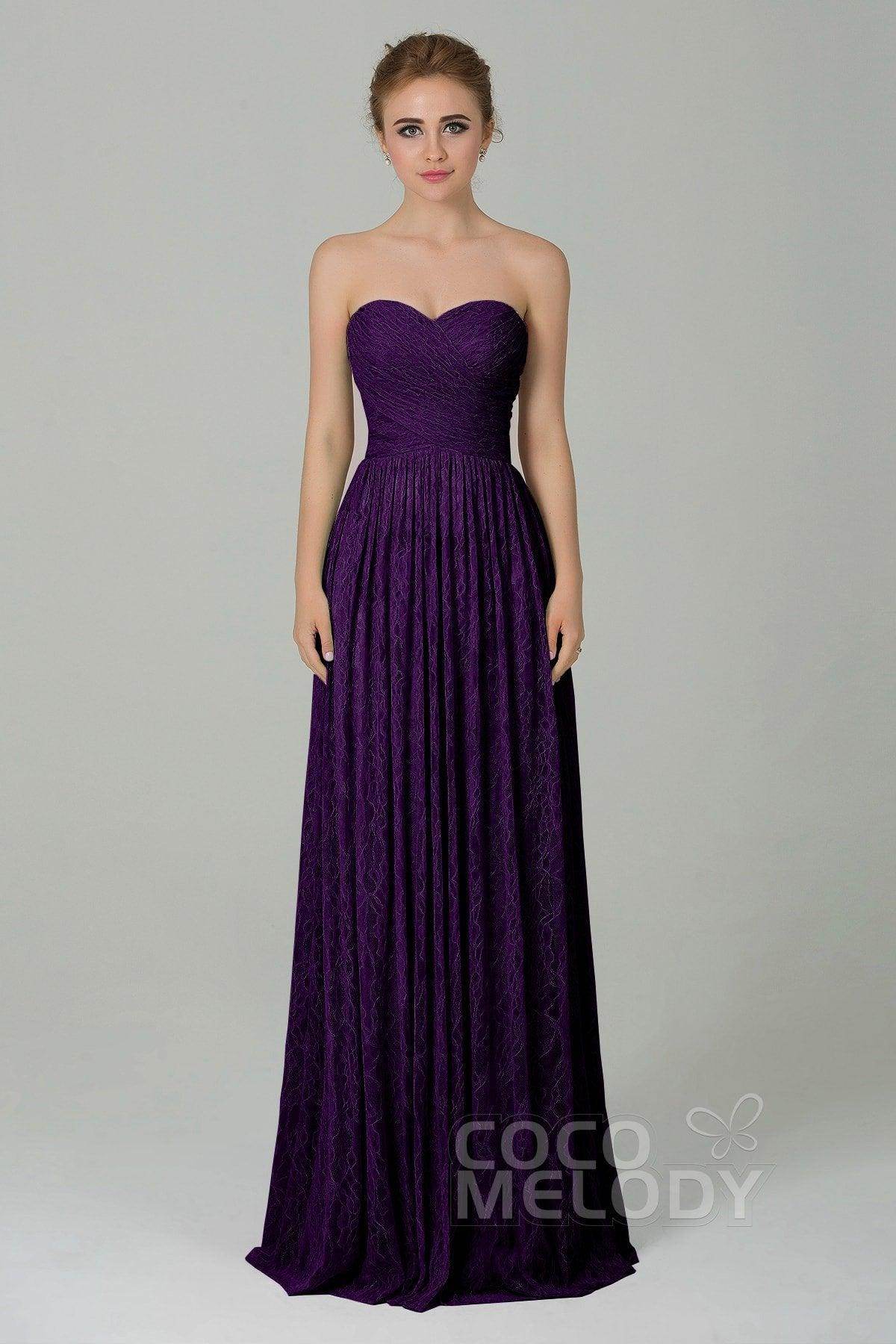Sheath-Column Floor Length Lace Bridesmaid Dress COZK16013