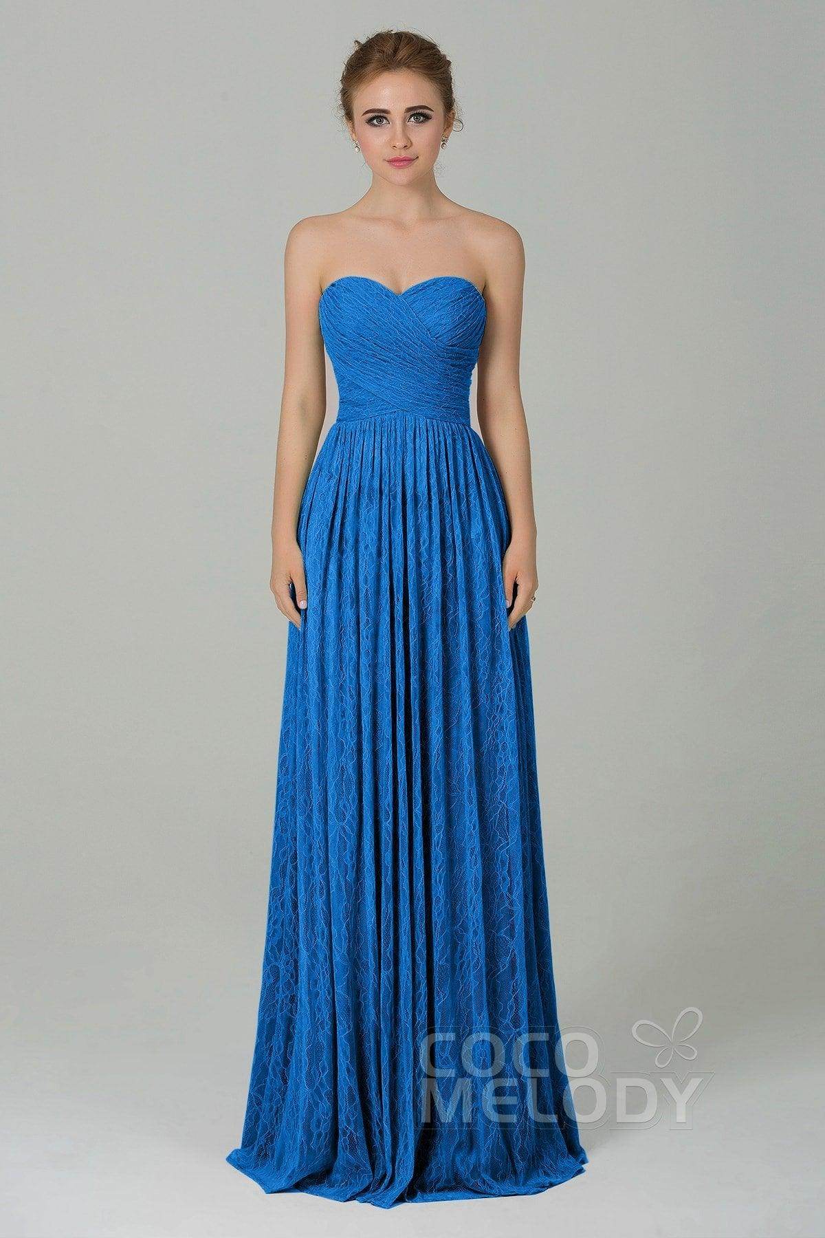 Sheath-Column Floor Length Lace Bridesmaid Dress COZK16013