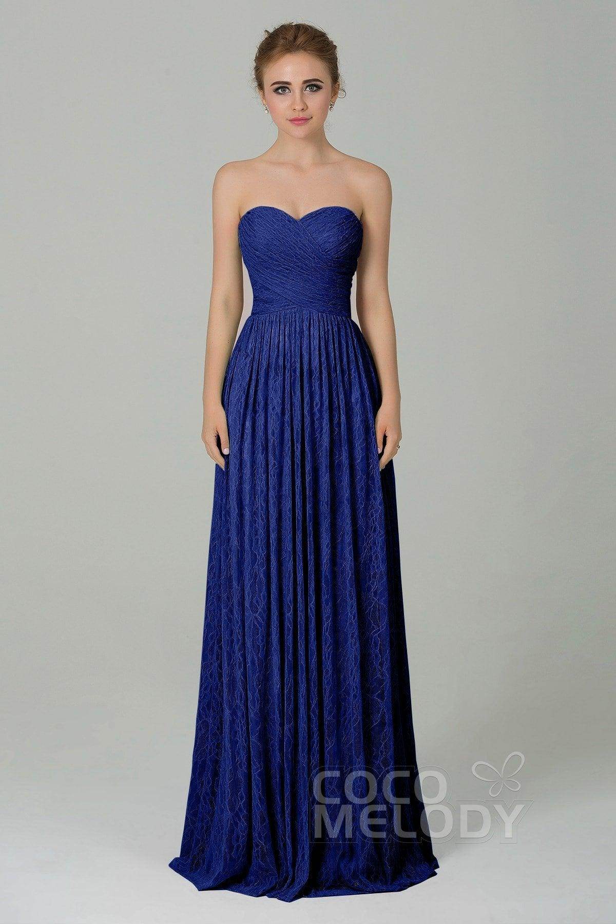 Sheath-Column Floor Length Lace Bridesmaid Dress COZK16013