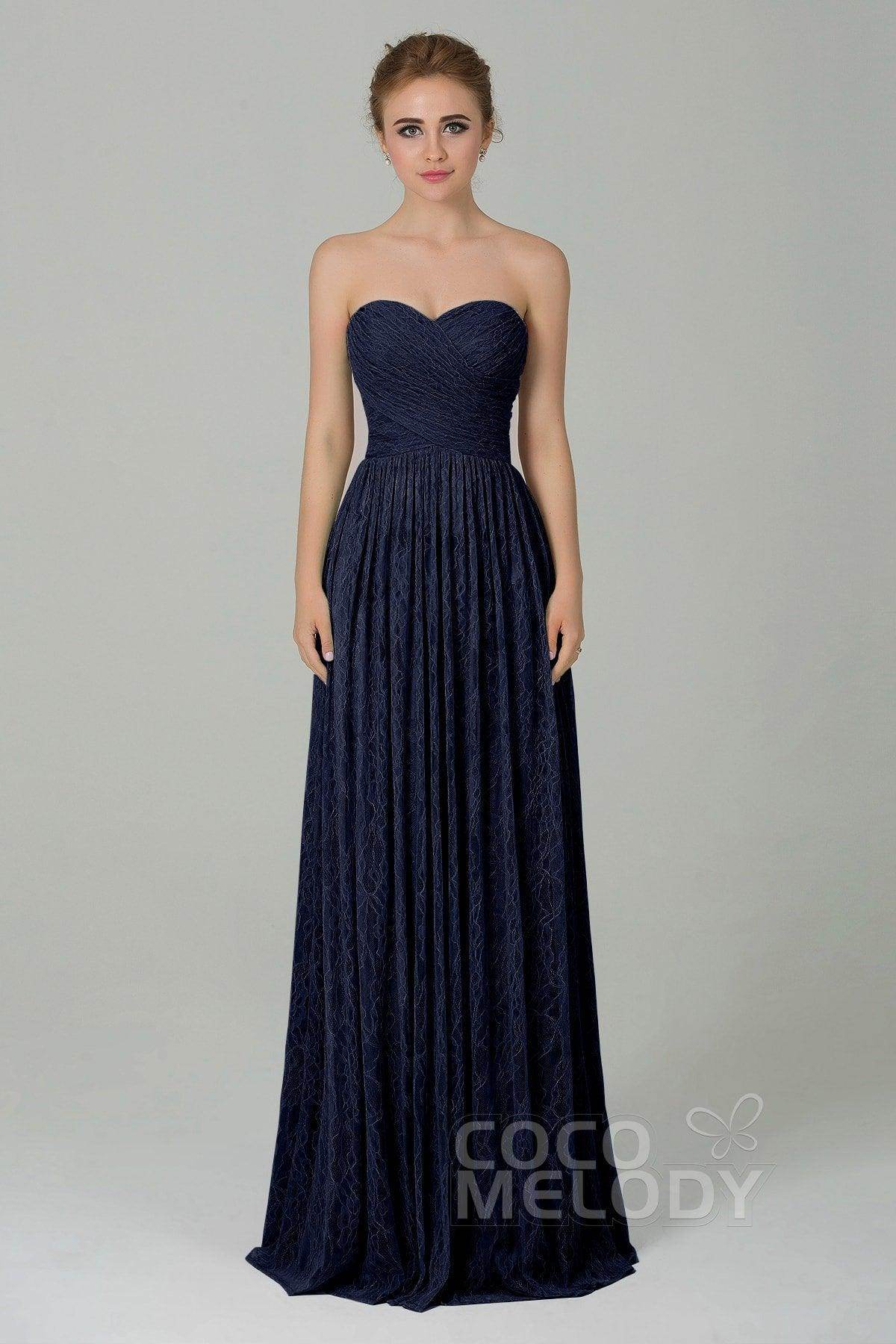 Sheath-Column Floor Length Lace Bridesmaid Dress COZK16013