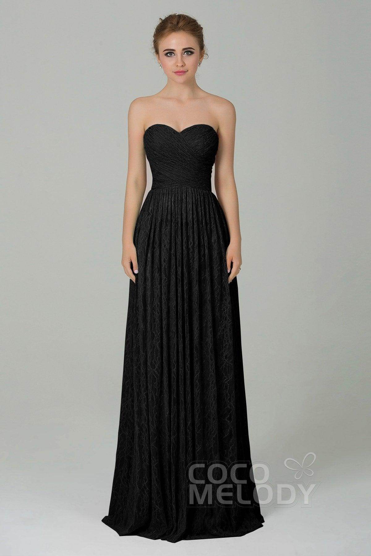 Sheath-Column Floor Length Lace Bridesmaid Dress COZK16013