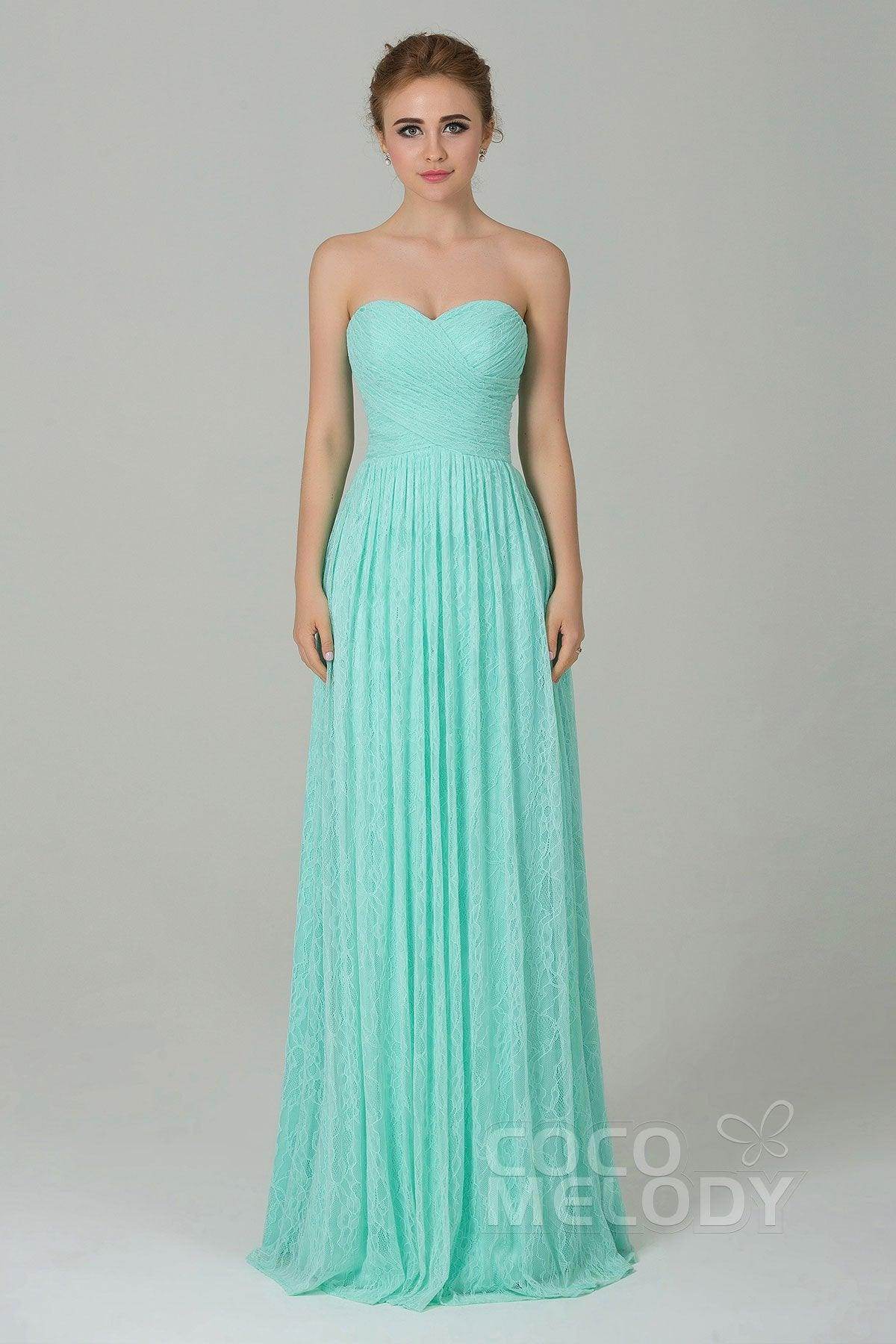 Sheath-Column Floor Length Lace Bridesmaid Dress COZK16013
