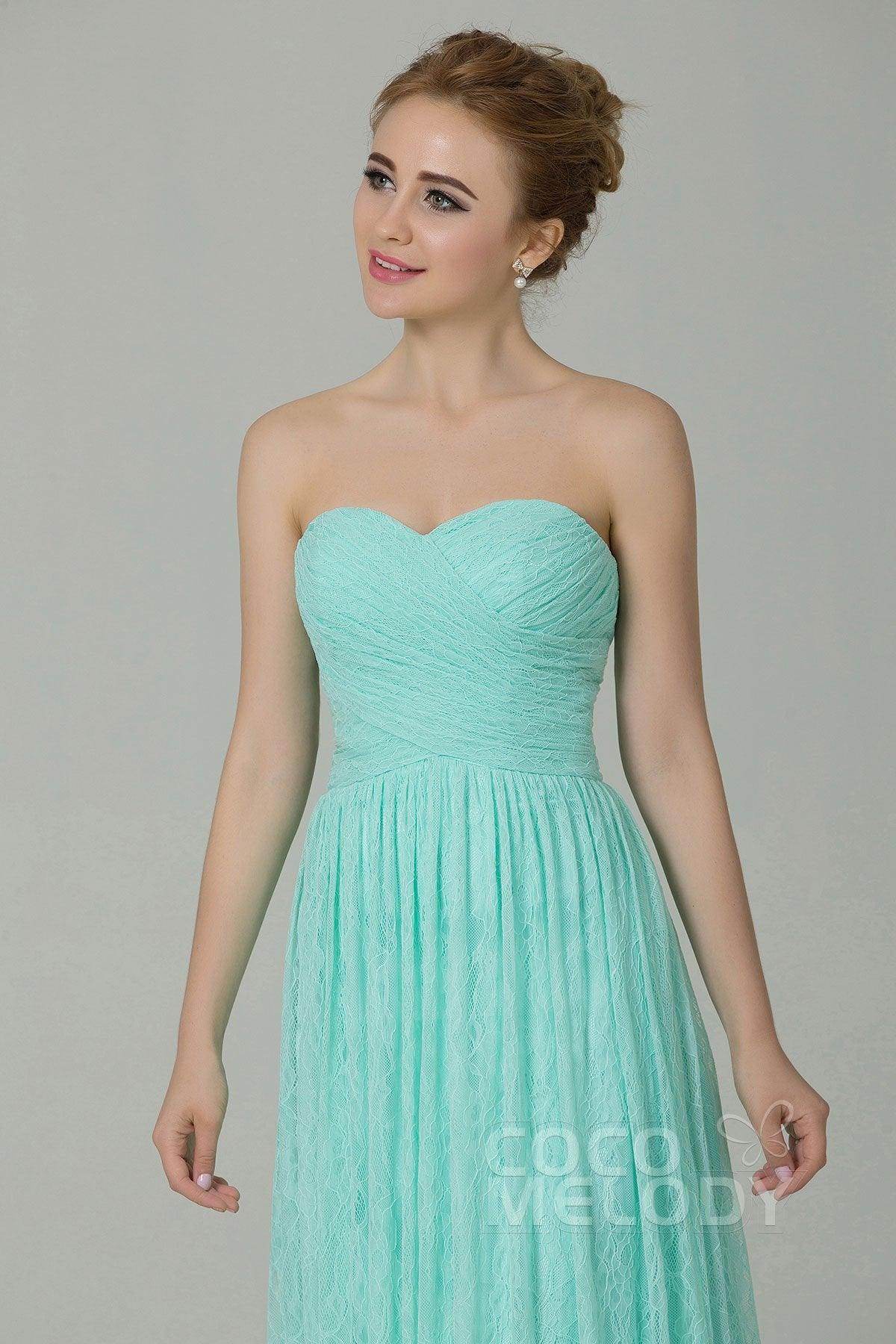 Sheath-Column Floor Length Lace Bridesmaid Dress COZK16013
