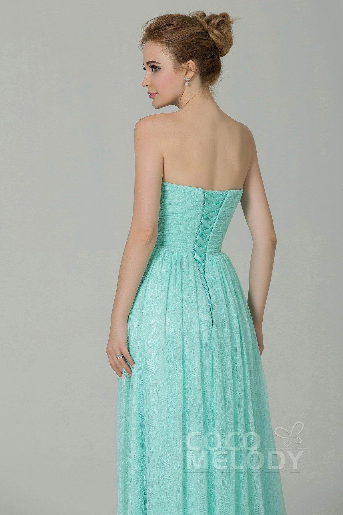 Sheath-Column Floor Length Lace Bridesmaid Dress COZK16013