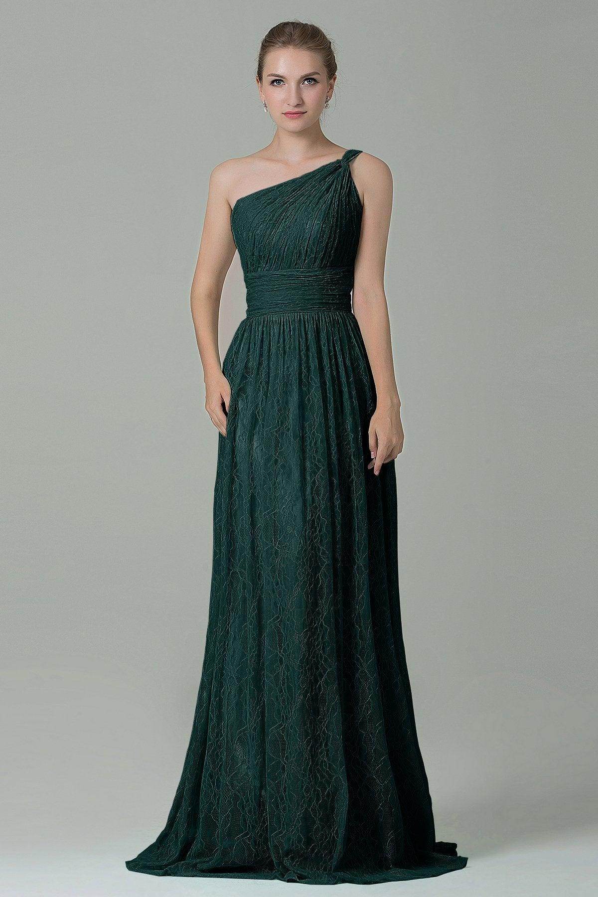 Sheath-Column Floor Length Lace Bridesmaid Dress COZK16014