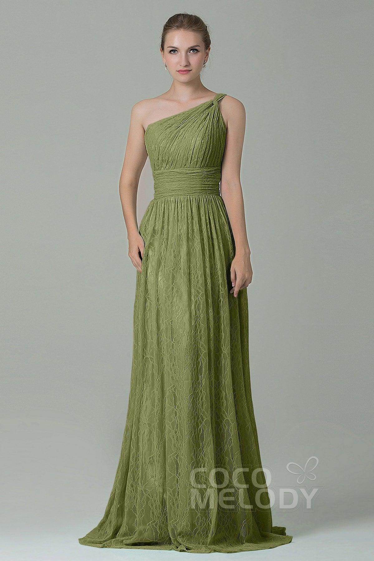 Sheath-Column Floor Length Lace Bridesmaid Dress COZK16014