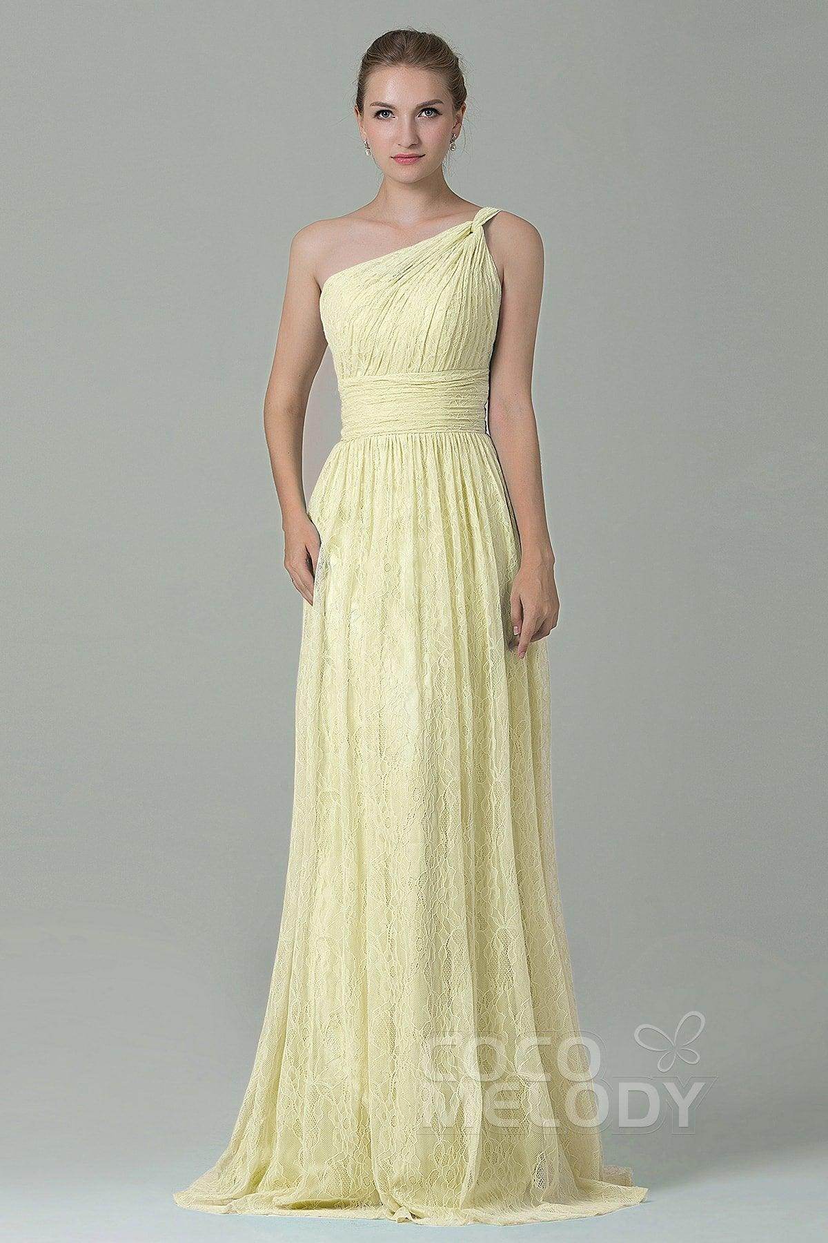 Sheath-Column Floor Length Lace Bridesmaid Dress COZK16014