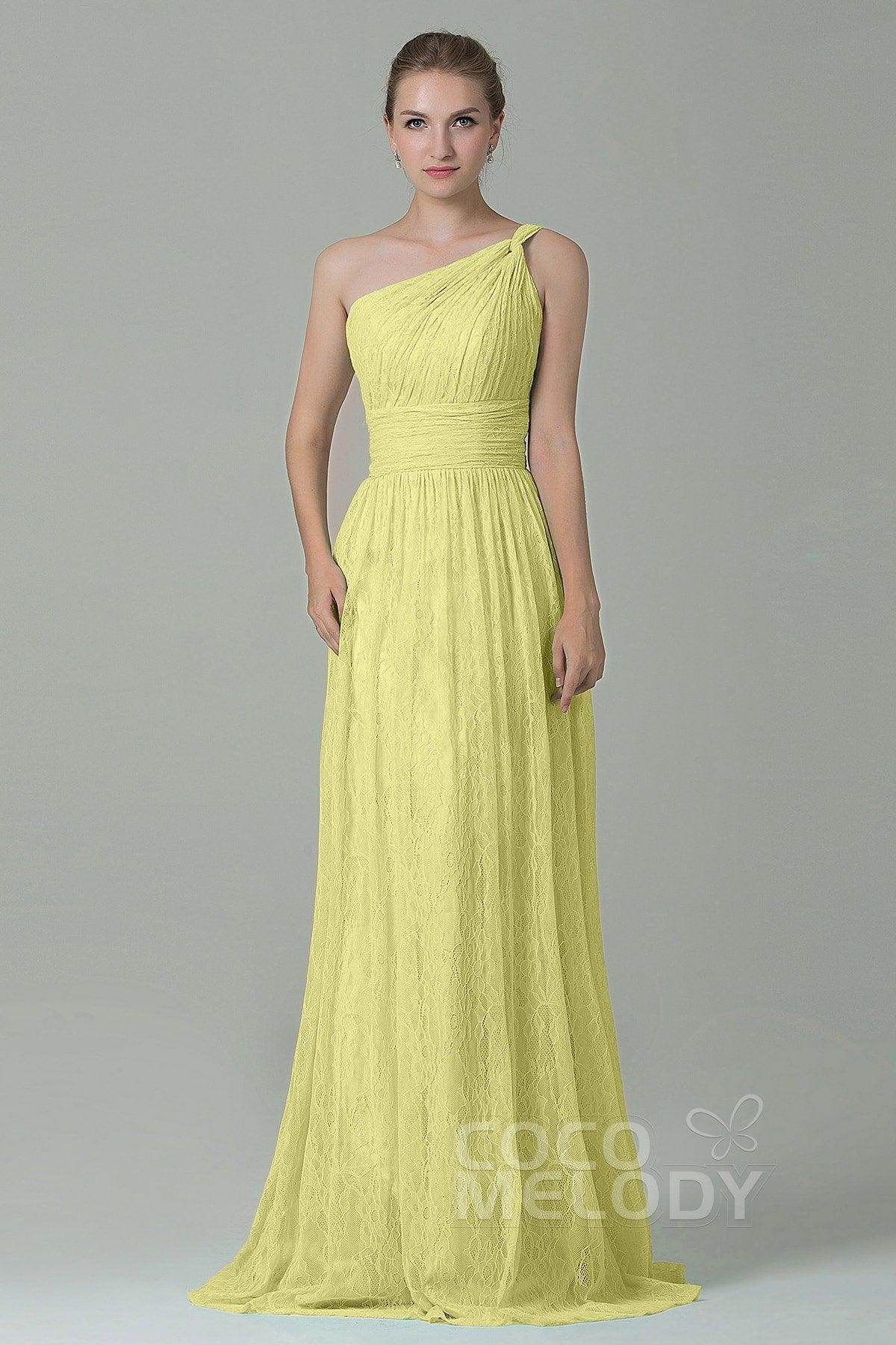 Sheath-Column Floor Length Lace Bridesmaid Dress COZK16014