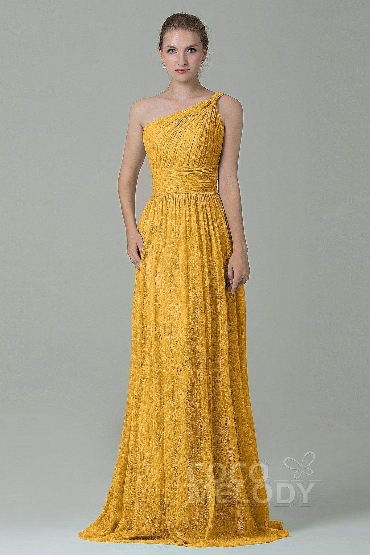Sheath-Column Floor Length Lace Bridesmaid Dress COZK16014