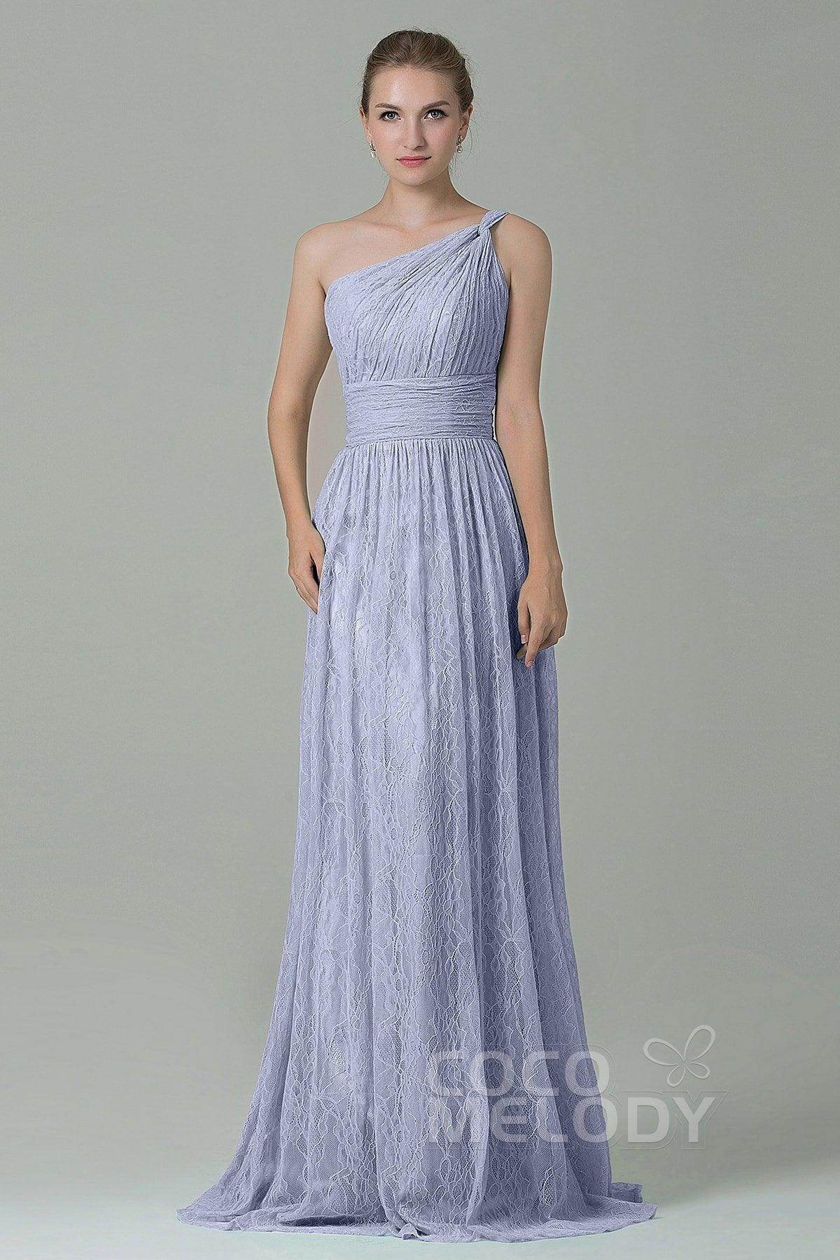 Sheath-Column Floor Length Lace Bridesmaid Dress COZK16014