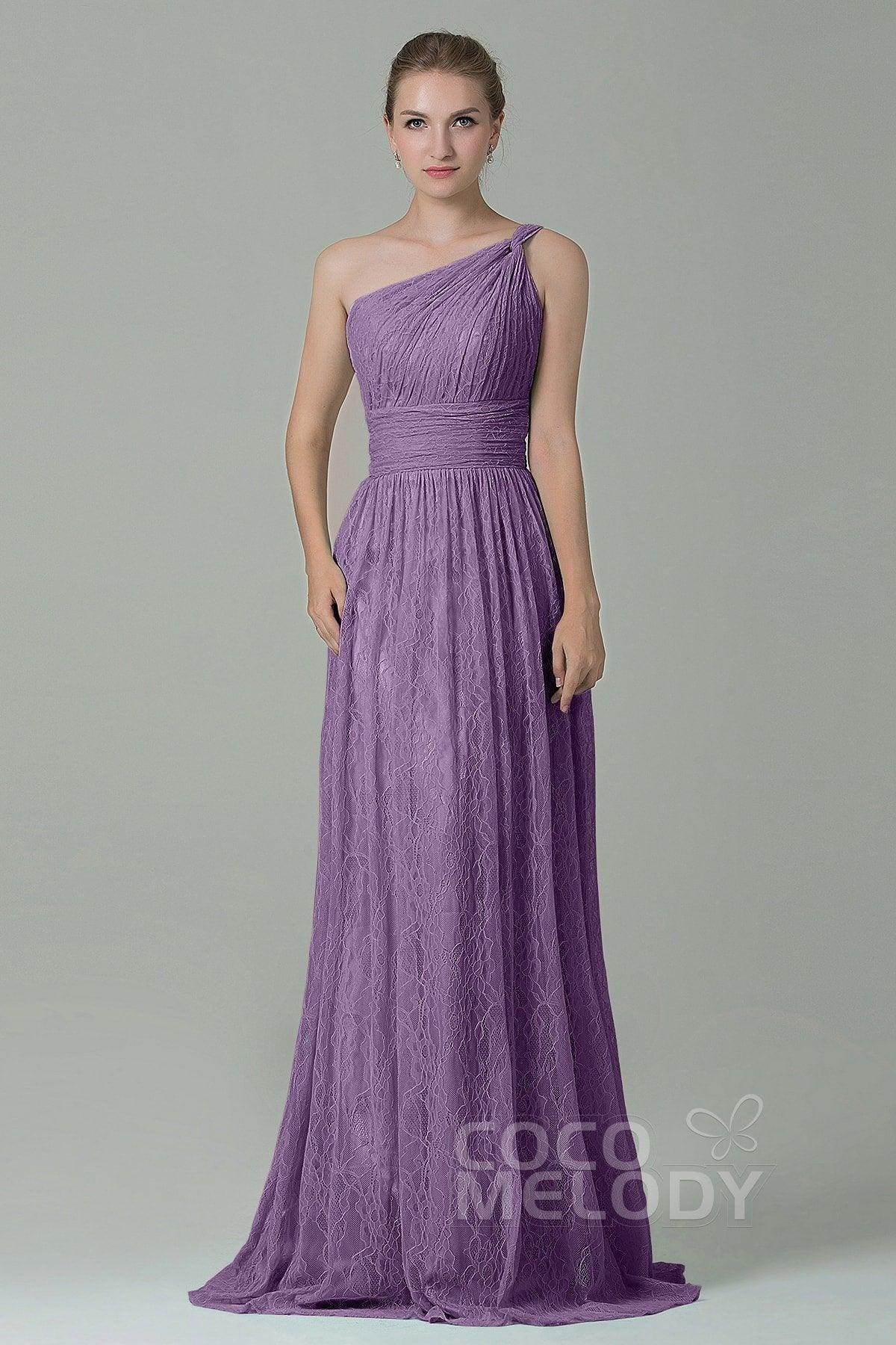 Sheath-Column Floor Length Lace Bridesmaid Dress COZK16014