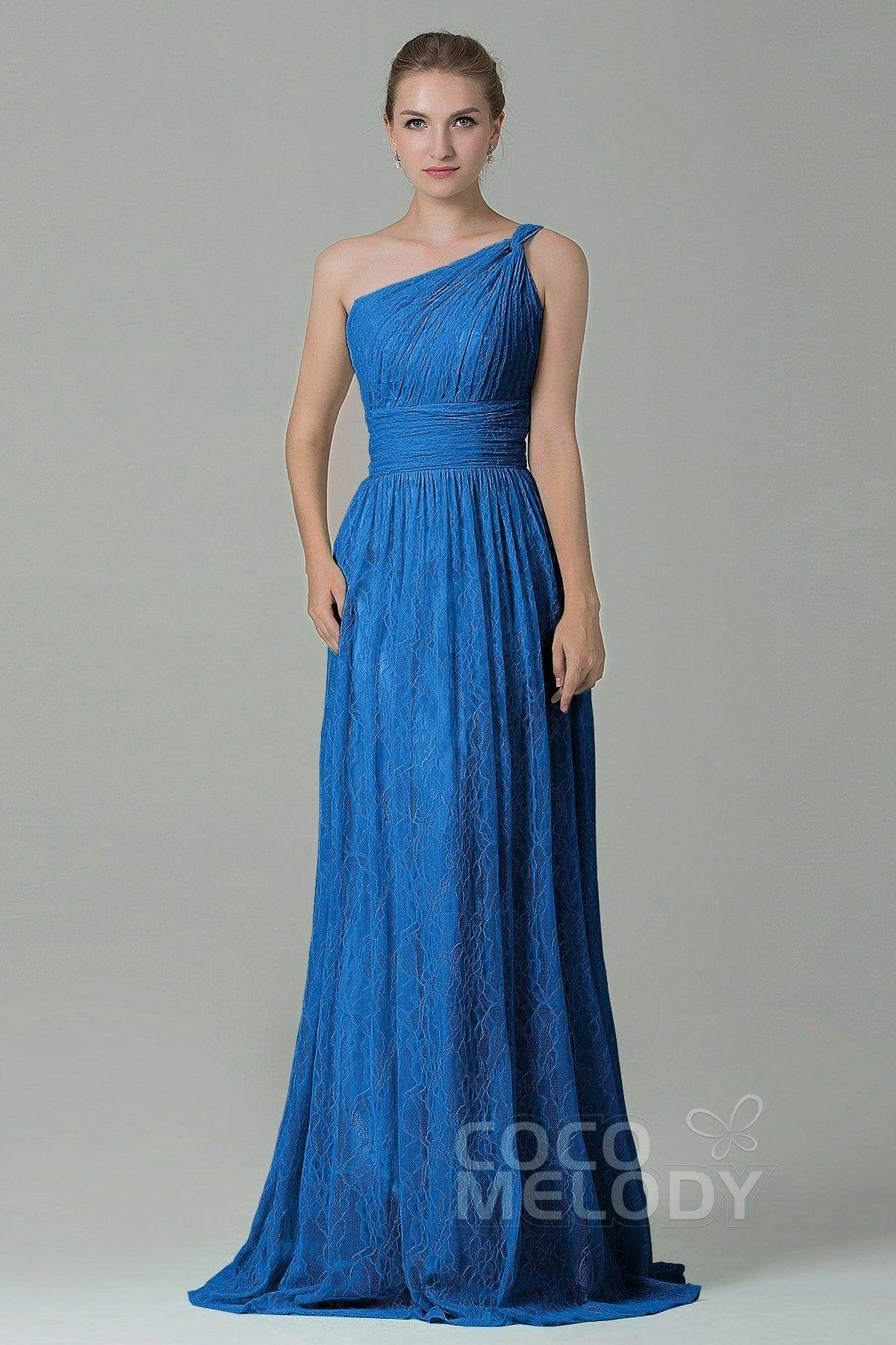 Sheath-Column Floor Length Lace Bridesmaid Dress COZK16014