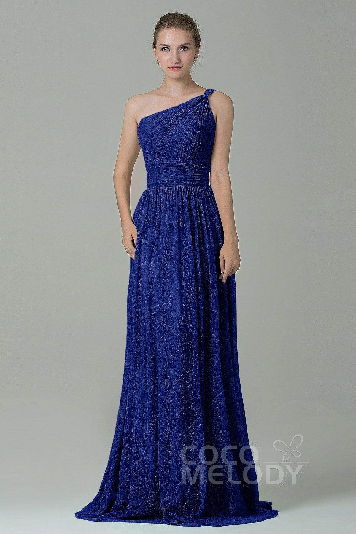 Sheath-Column Floor Length Lace Bridesmaid Dress COZK16014