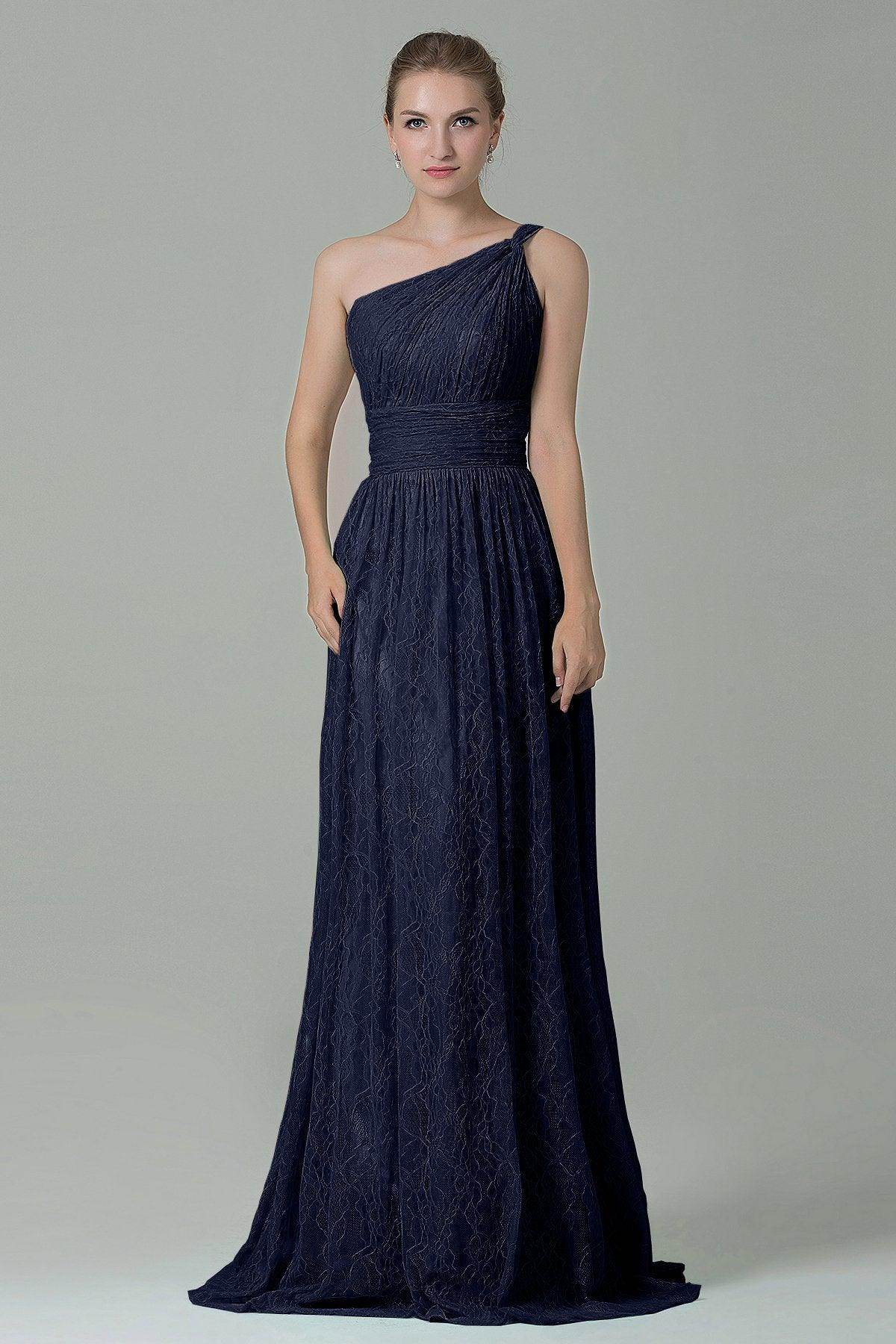 Sheath-Column Floor Length Lace Bridesmaid Dress COZK16014