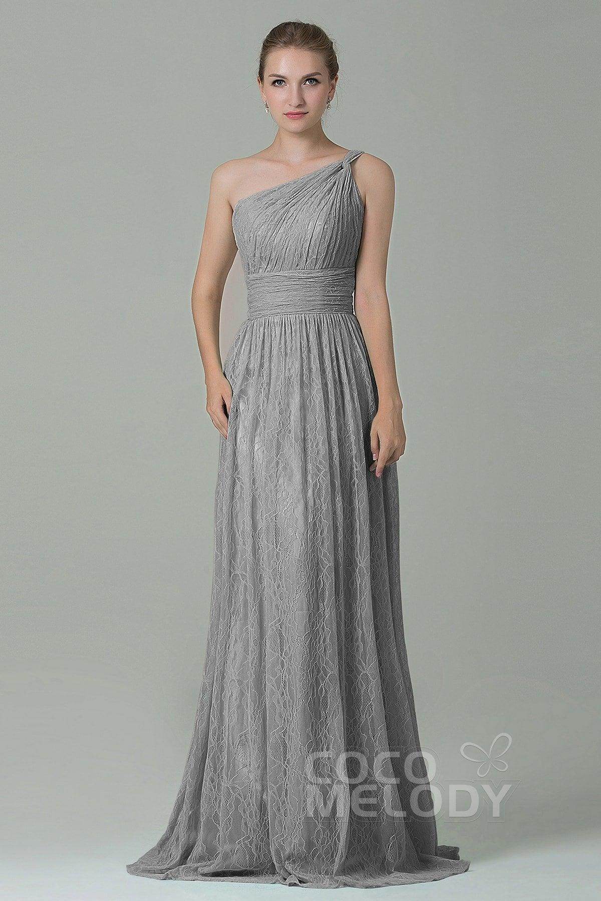 Sheath-Column Floor Length Lace Bridesmaid Dress COZK16014
