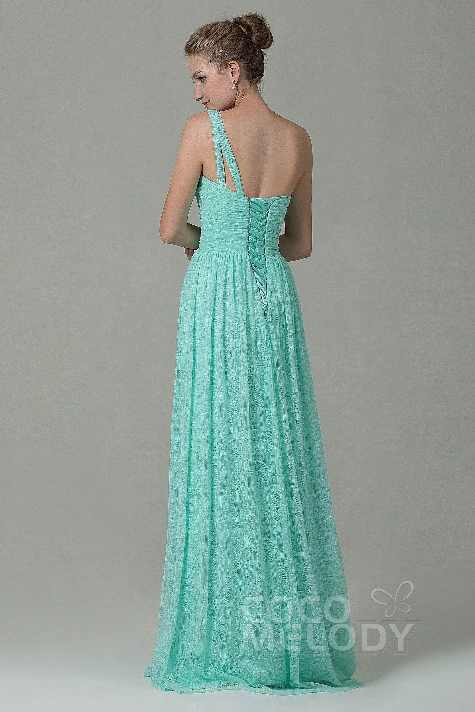 Sheath-Column Floor Length Lace Bridesmaid Dress COZK16014