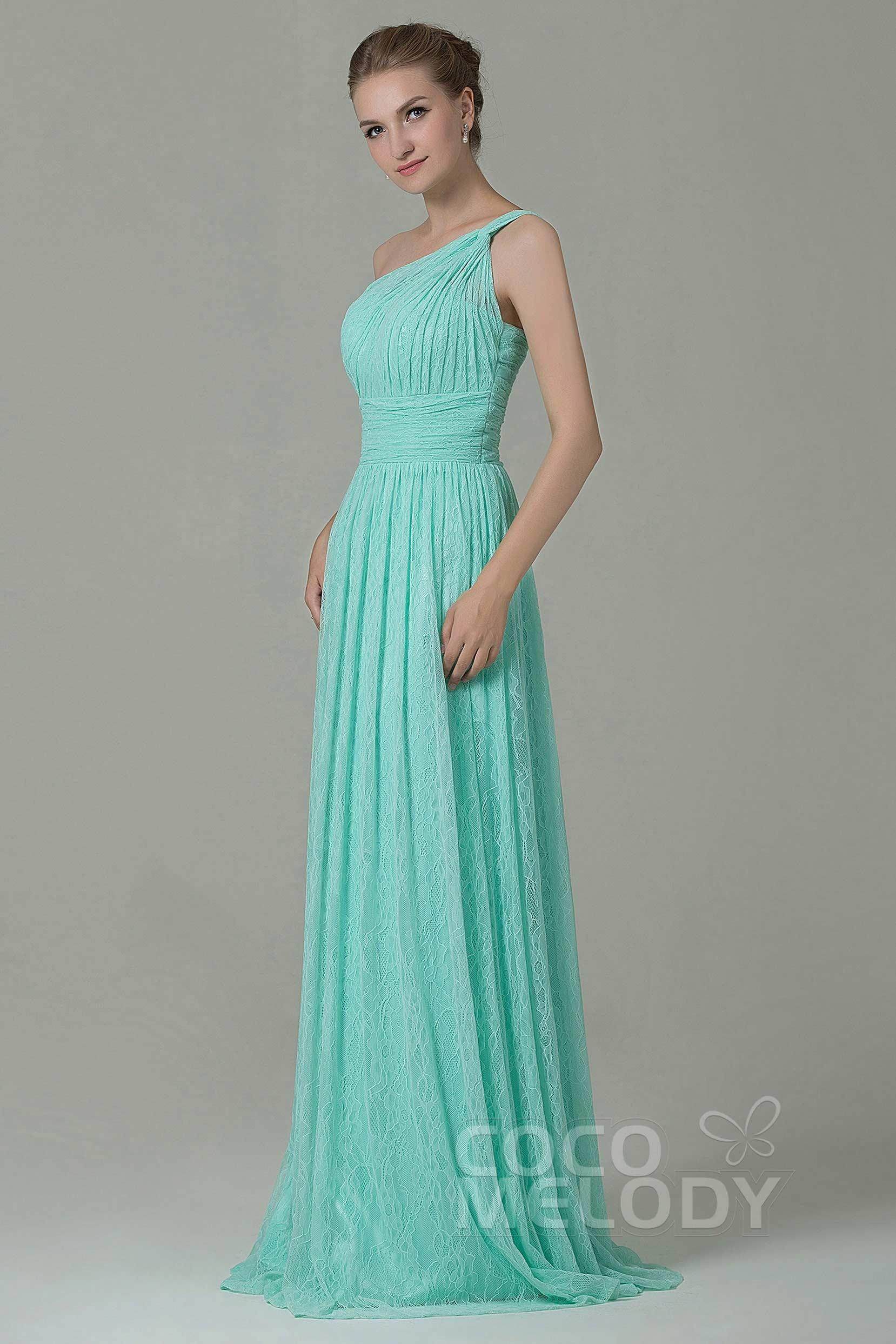 Sheath-Column Floor Length Lace Bridesmaid Dress COZK16014