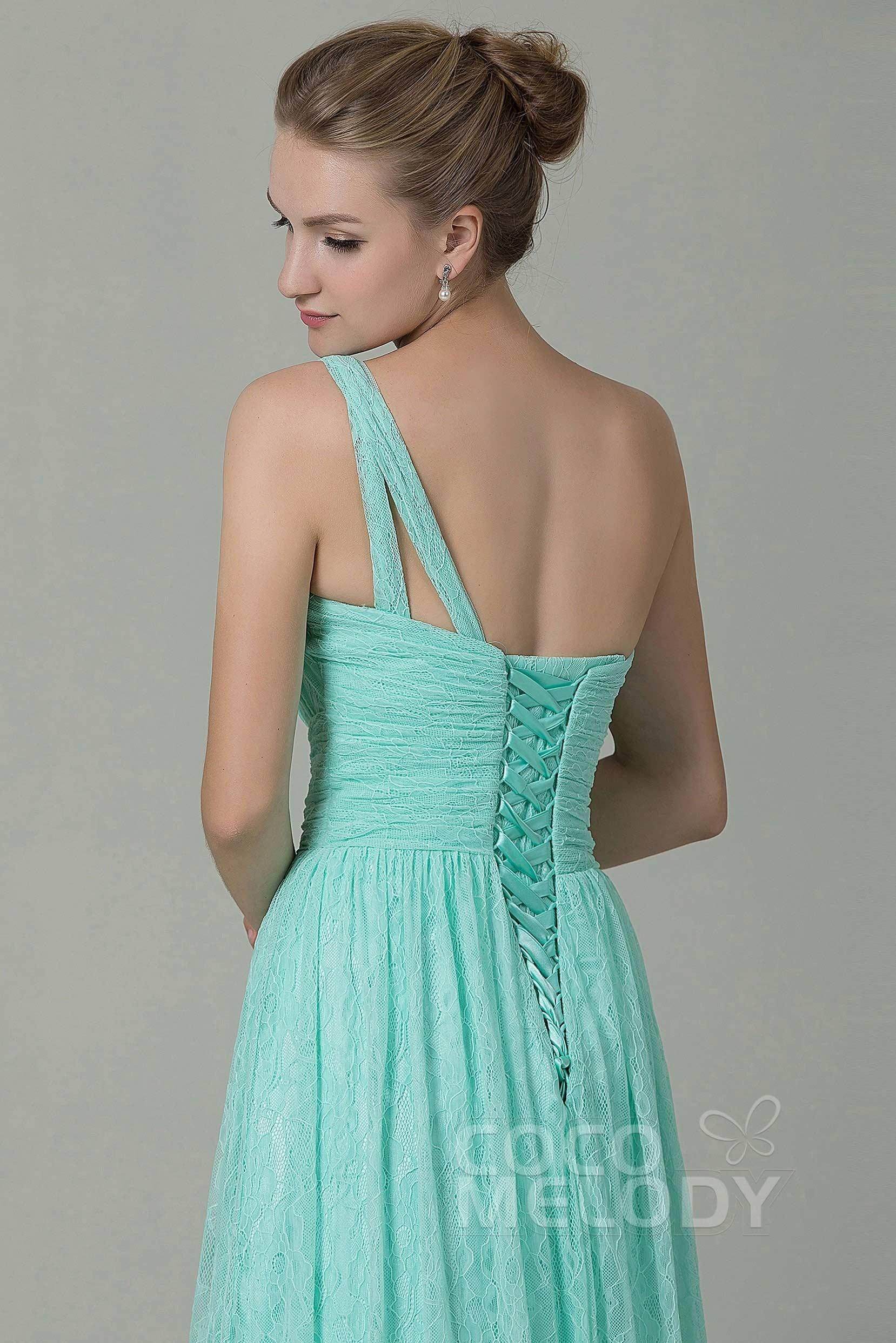 Sheath-Column Floor Length Lace Bridesmaid Dress COZK16014