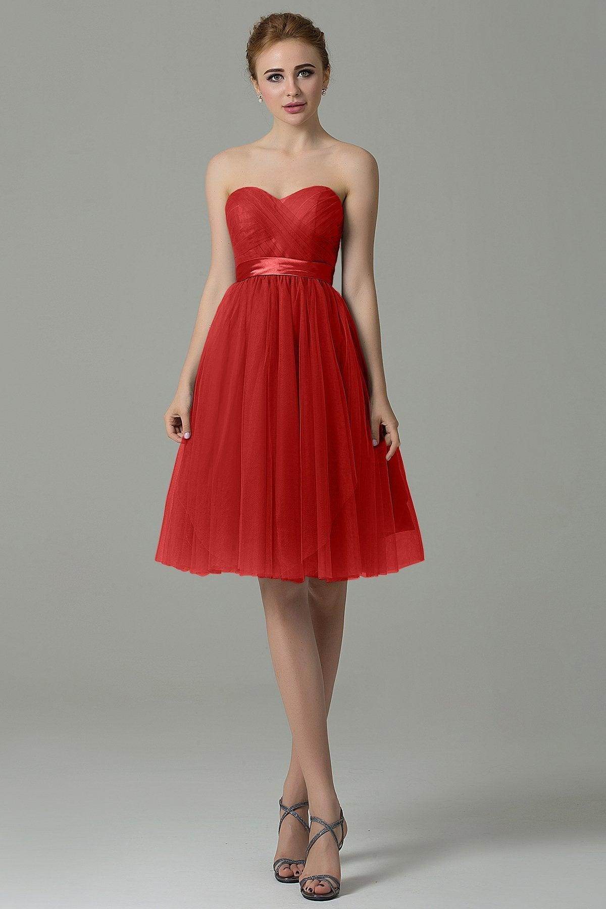 A-Line Knee Length Tulle Bridesmaid Dress COZM15016