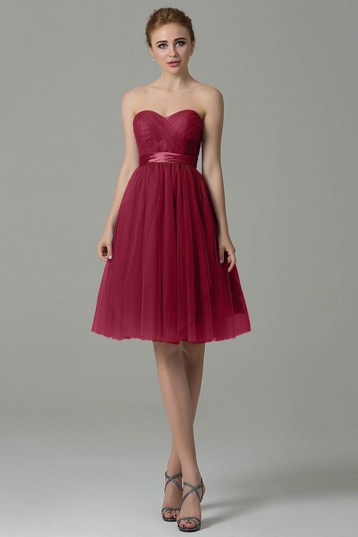 A-Line Knee Length Tulle Bridesmaid Dress COZM15016