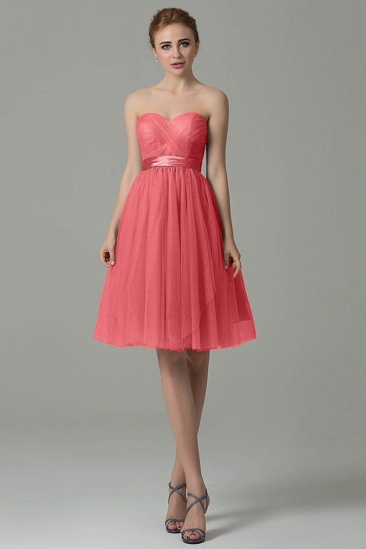A-Line Knee Length Tulle Bridesmaid Dress COZM15016