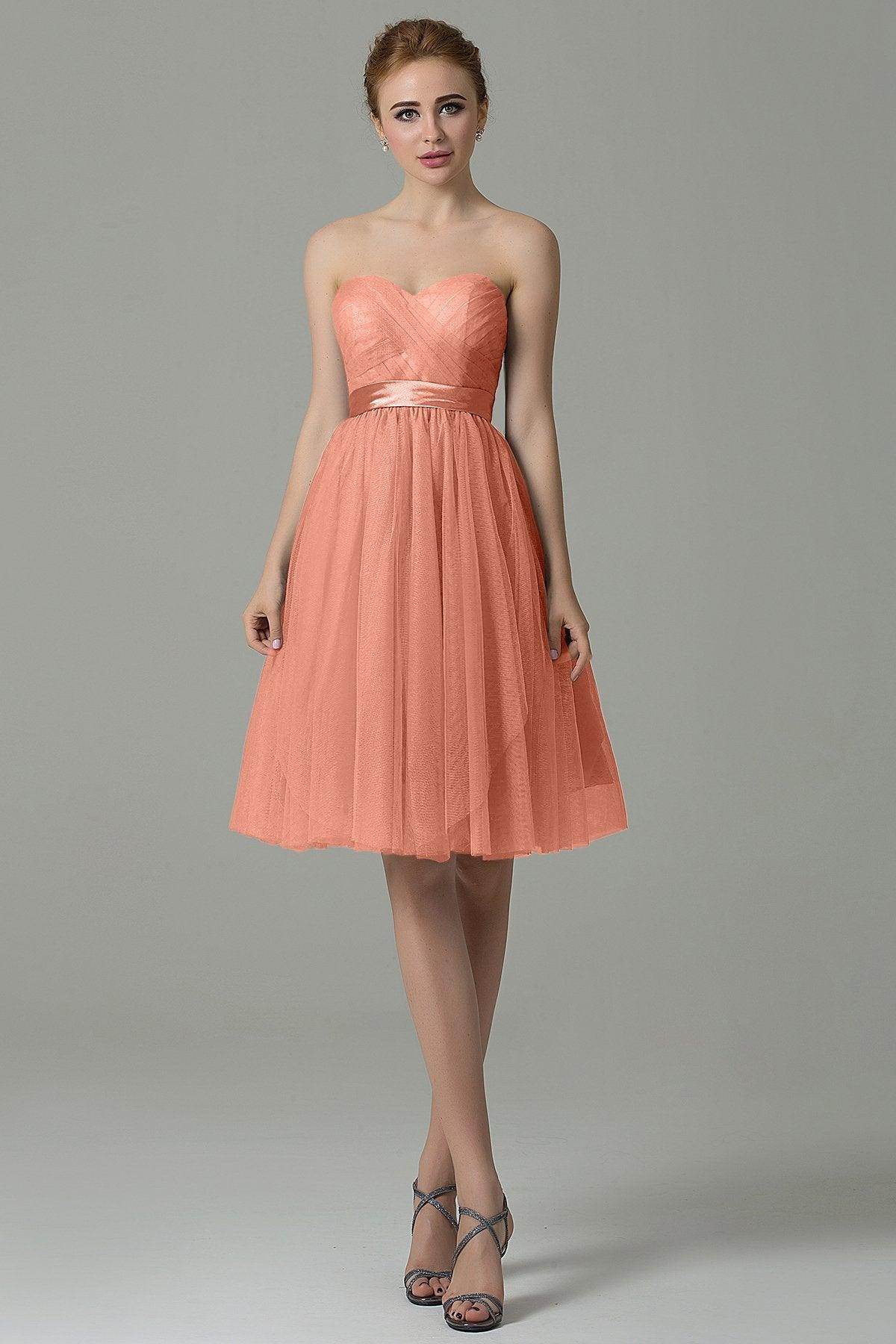 A-Line Knee Length Tulle Bridesmaid Dress COZM15016