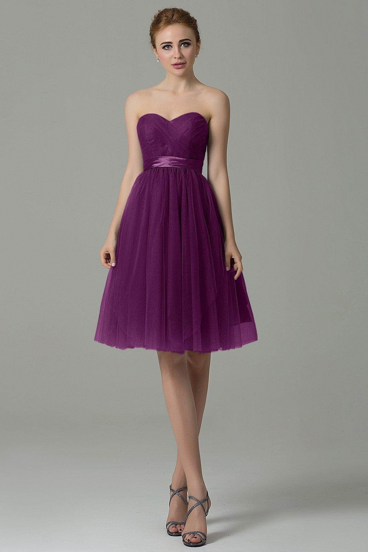 A-Line Knee Length Tulle Bridesmaid Dress COZM15016