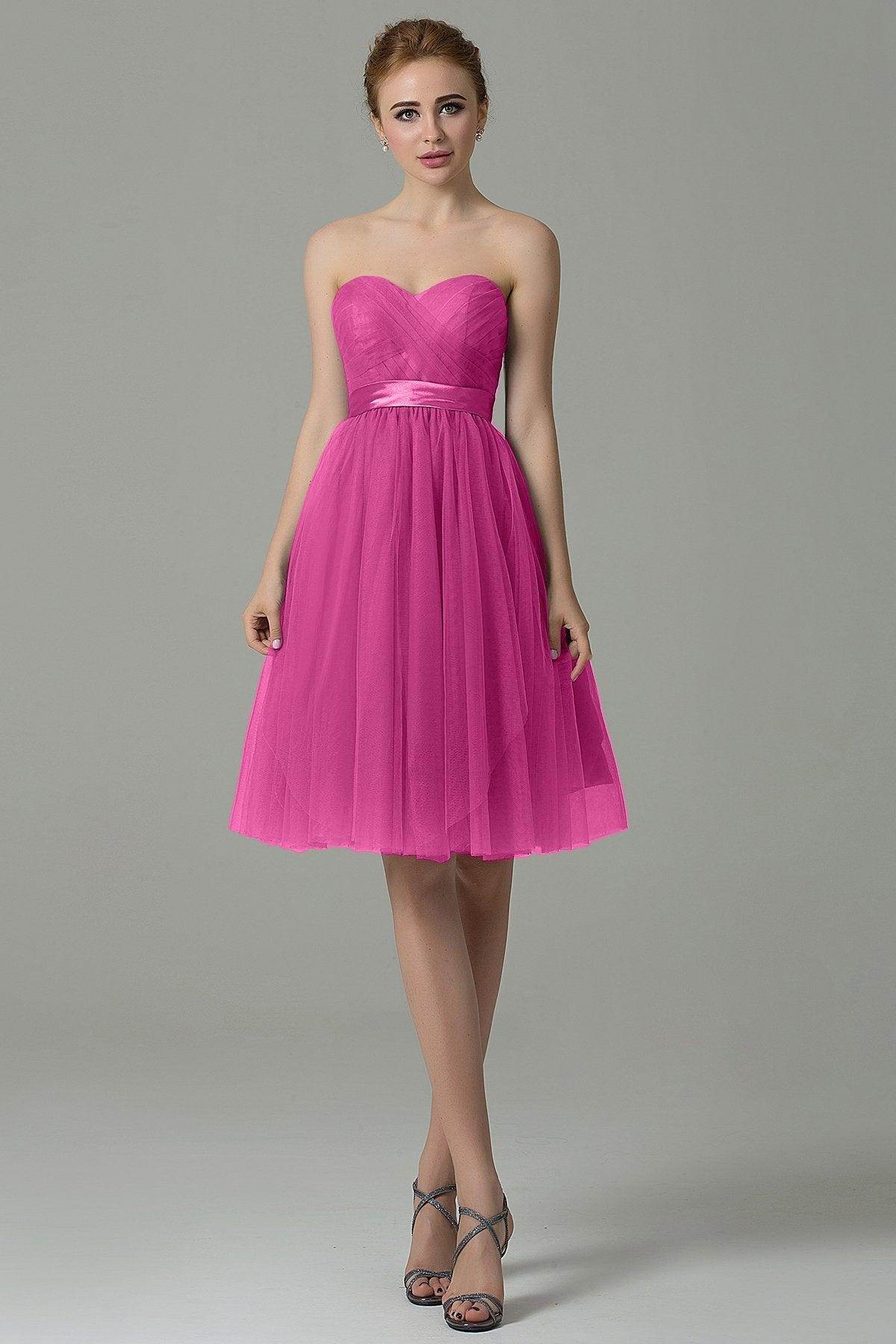 A-Line Knee Length Tulle Bridesmaid Dress COZM15016
