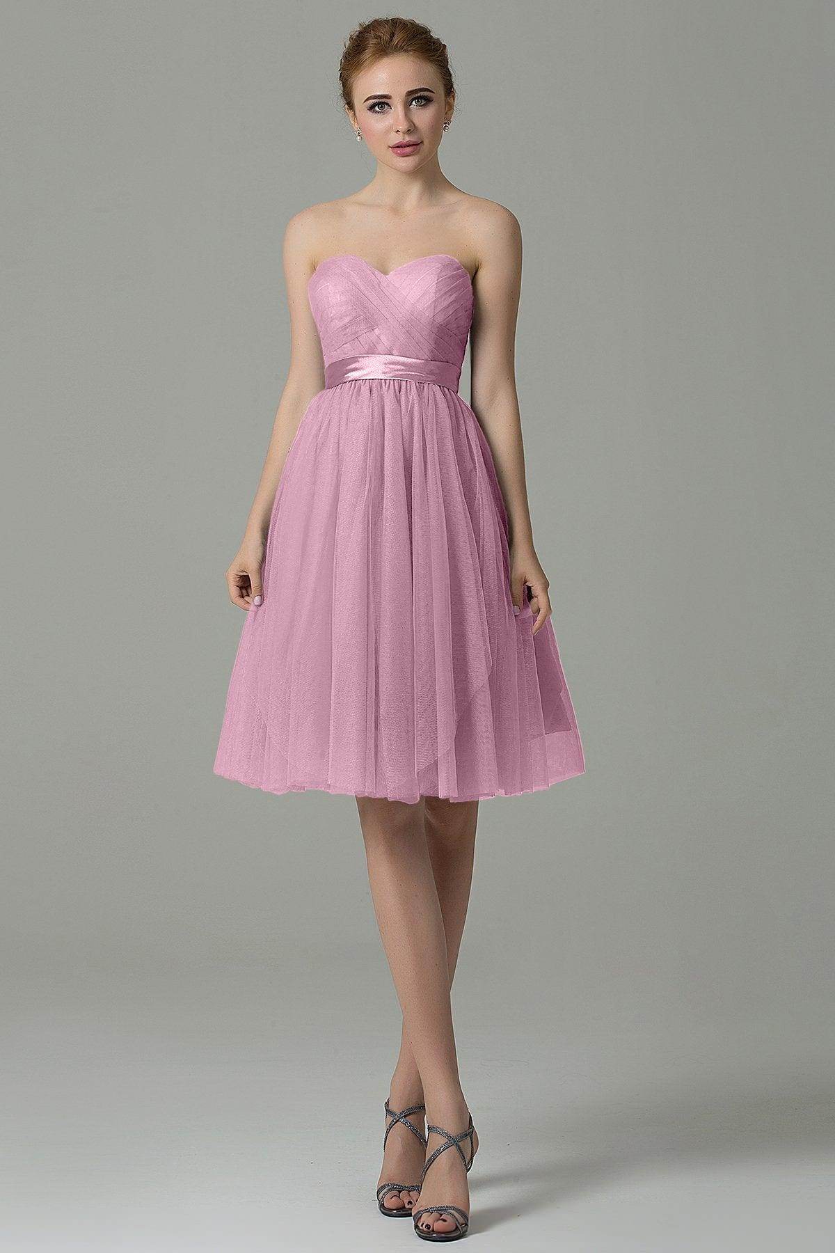 A-Line Knee Length Tulle Bridesmaid Dress COZM15016