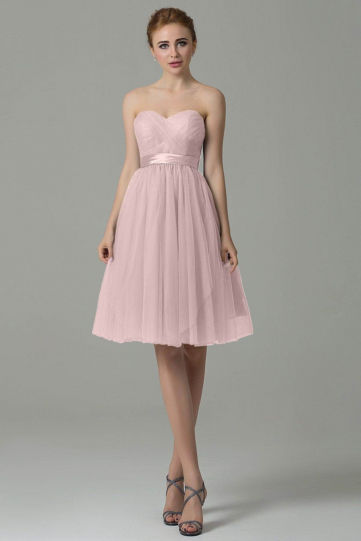 A-Line Knee Length Tulle Bridesmaid Dress COZM15016