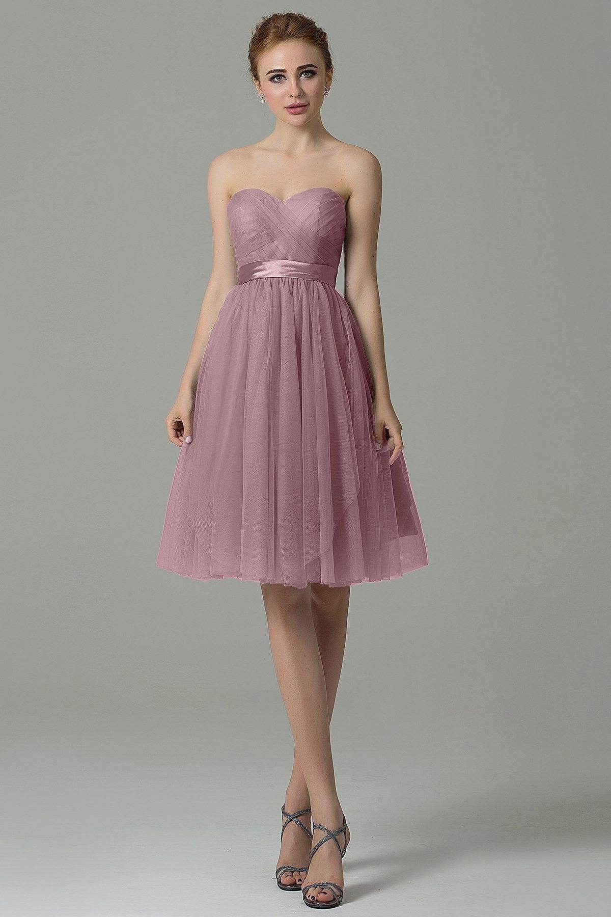 A-Line Knee Length Tulle Bridesmaid Dress COZM15016