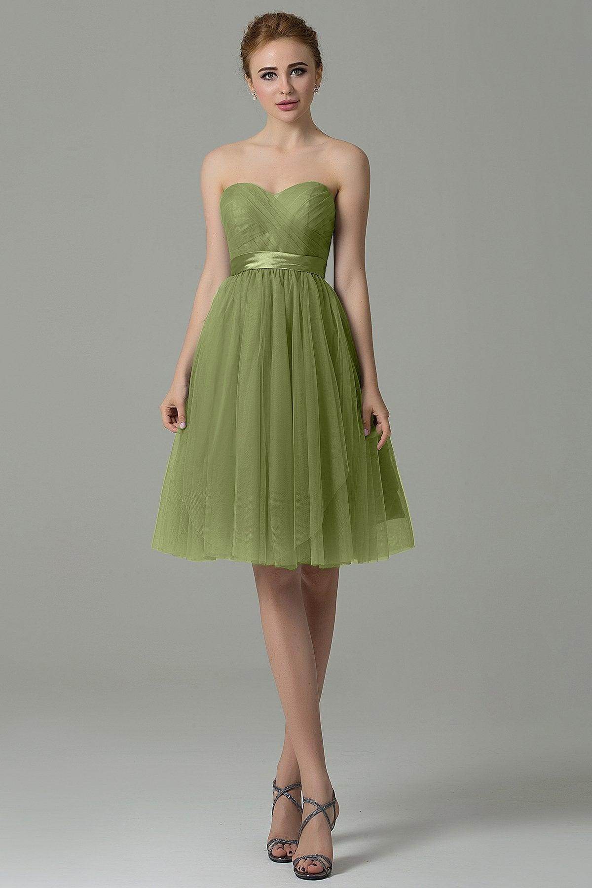 A-Line Knee Length Tulle Bridesmaid Dress COZM15016