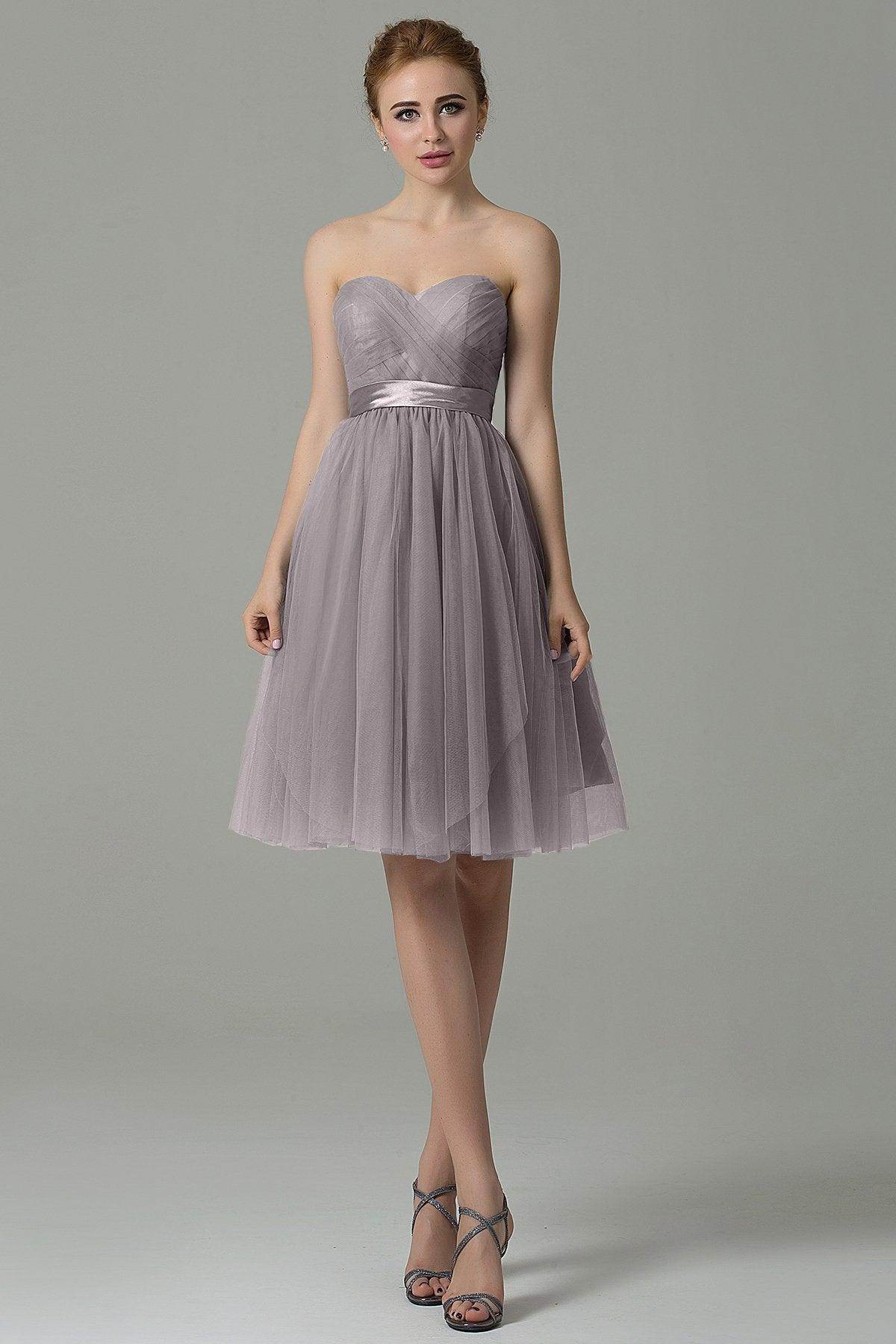 A-Line Knee Length Tulle Bridesmaid Dress COZM15016
