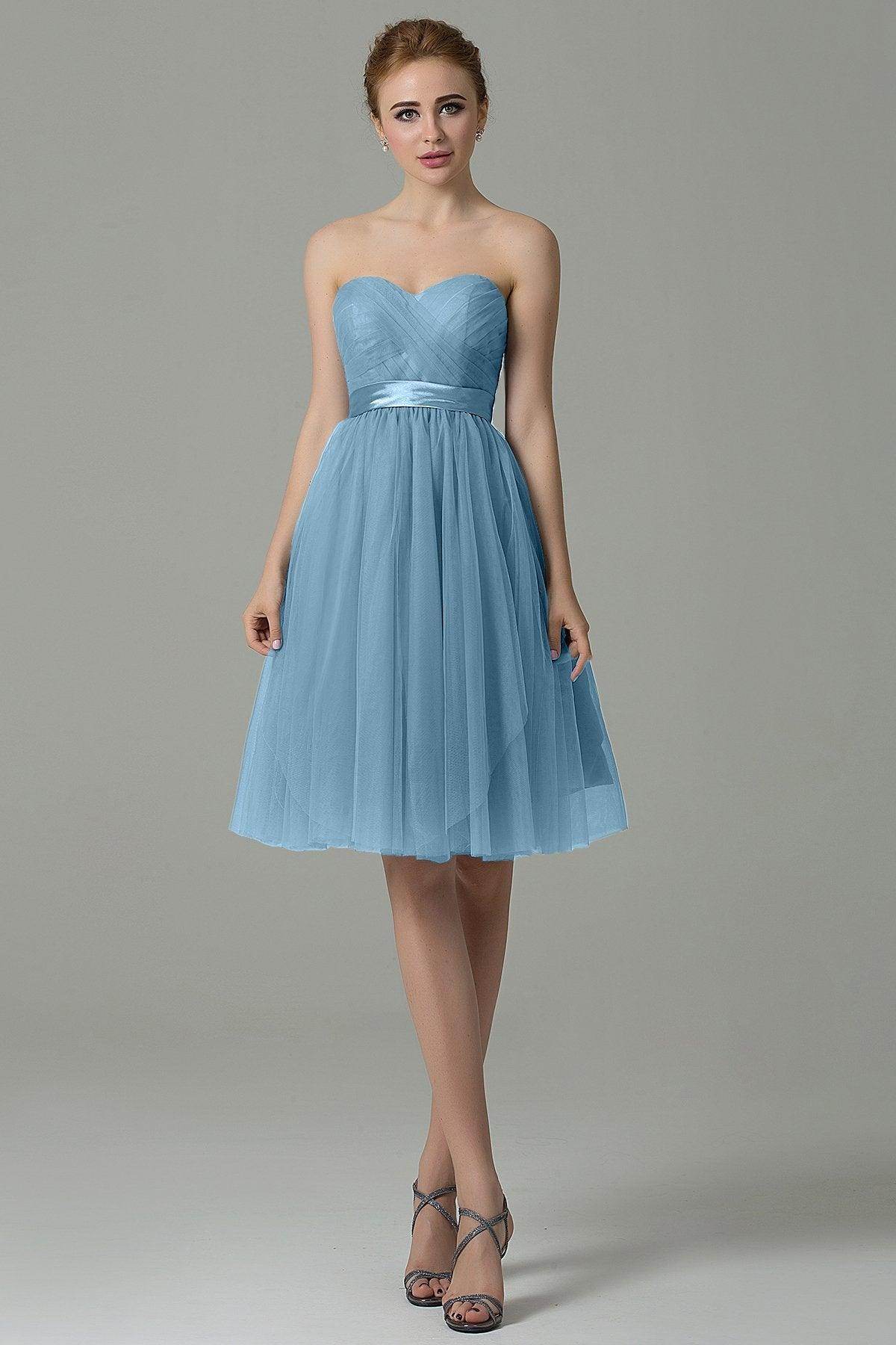 A-Line Knee Length Tulle Bridesmaid Dress COZM15016