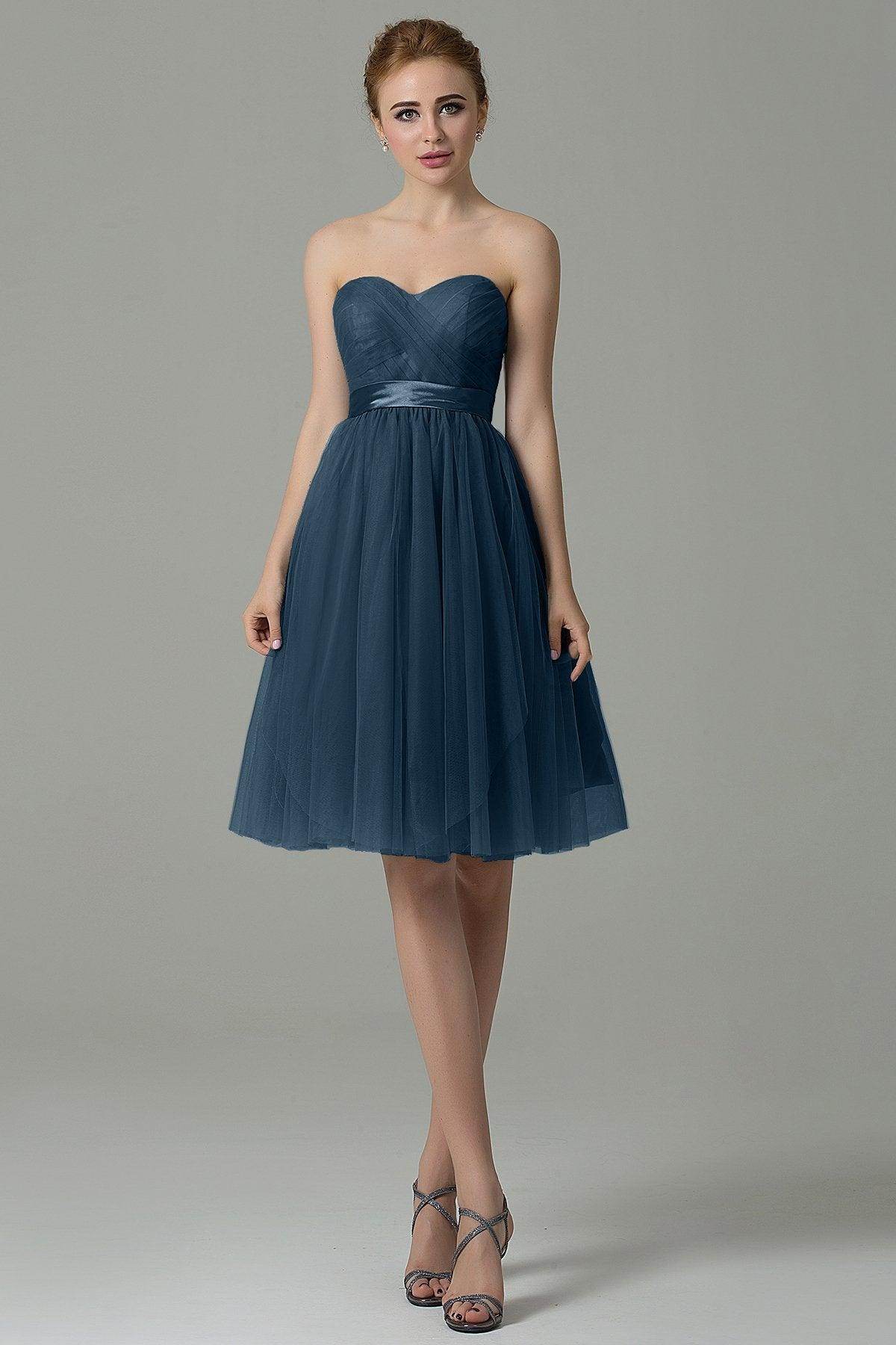 A-Line Knee Length Tulle Bridesmaid Dress COZM15016