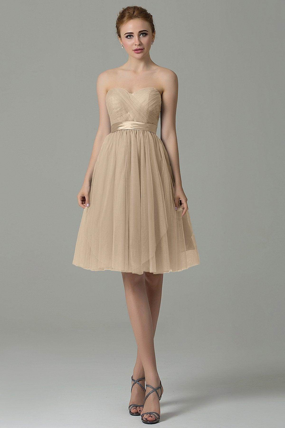 A-Line Knee Length Tulle Bridesmaid Dress COZM15016