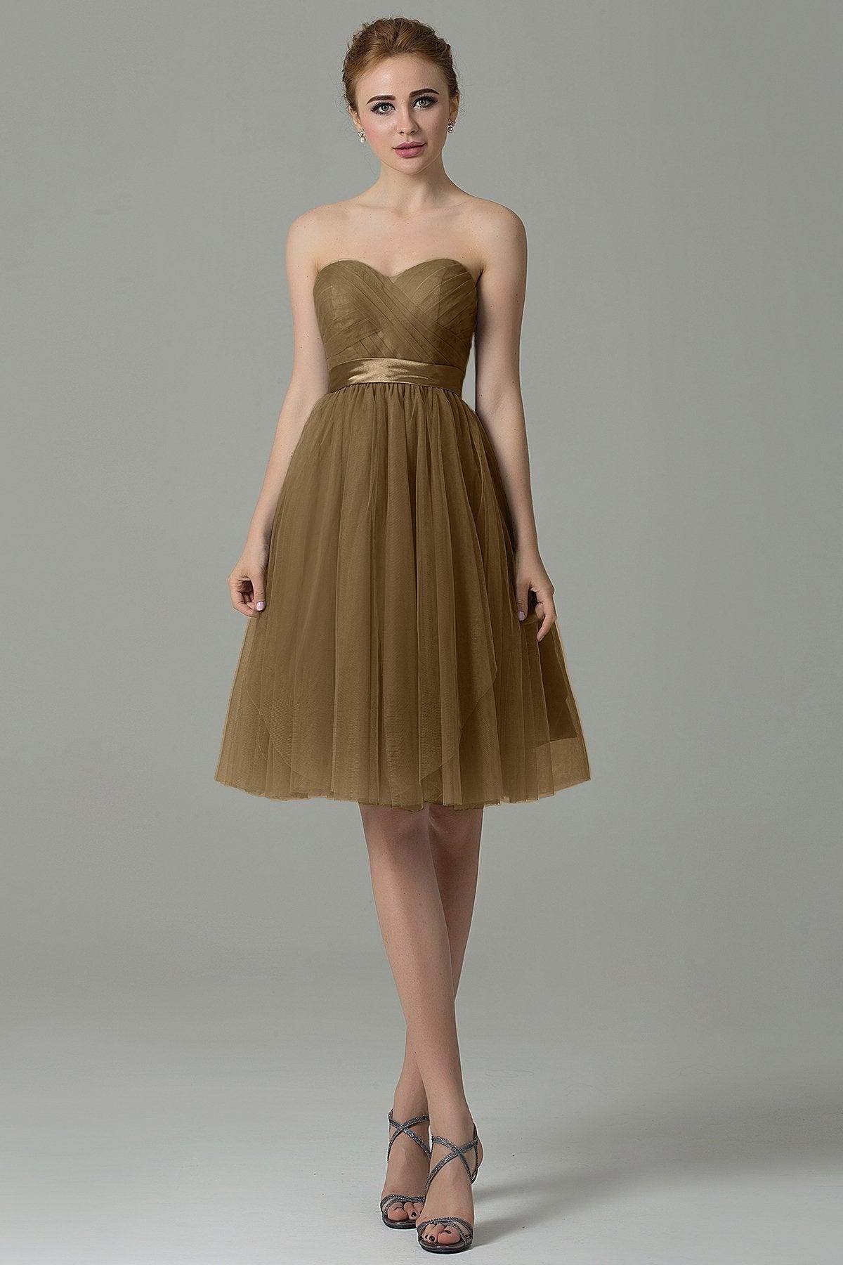 A-Line Knee Length Tulle Bridesmaid Dress COZM15016