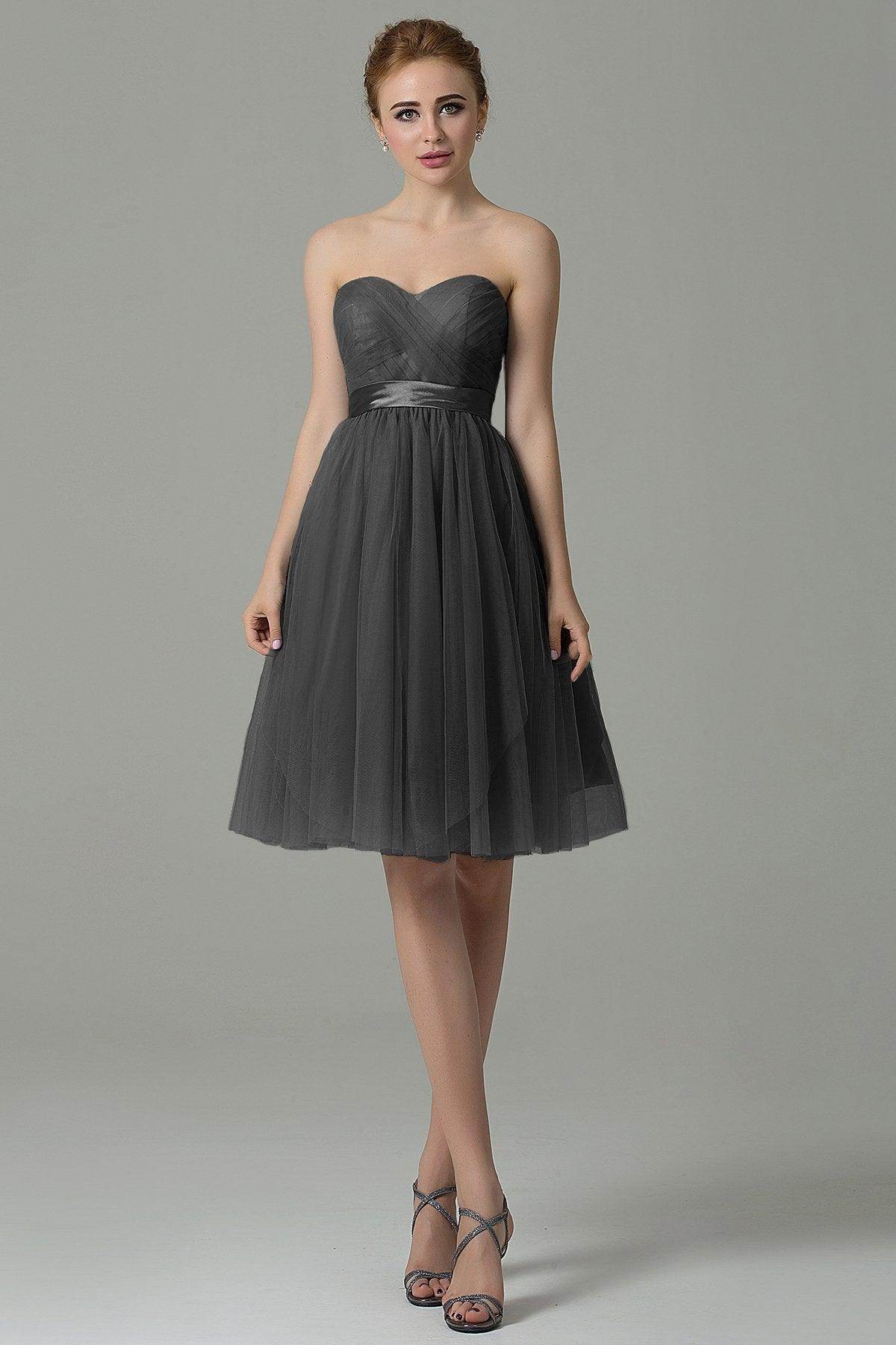 A-Line Knee Length Tulle Bridesmaid Dress COZM15016