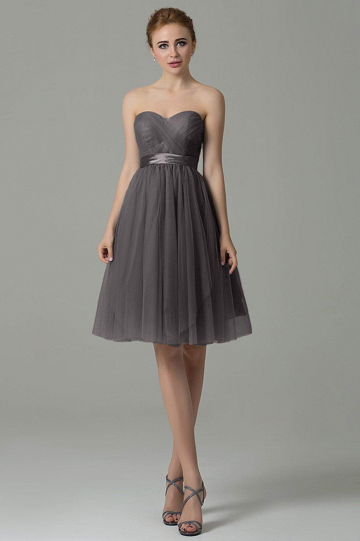A-Line Knee Length Tulle Bridesmaid Dress COZM15016