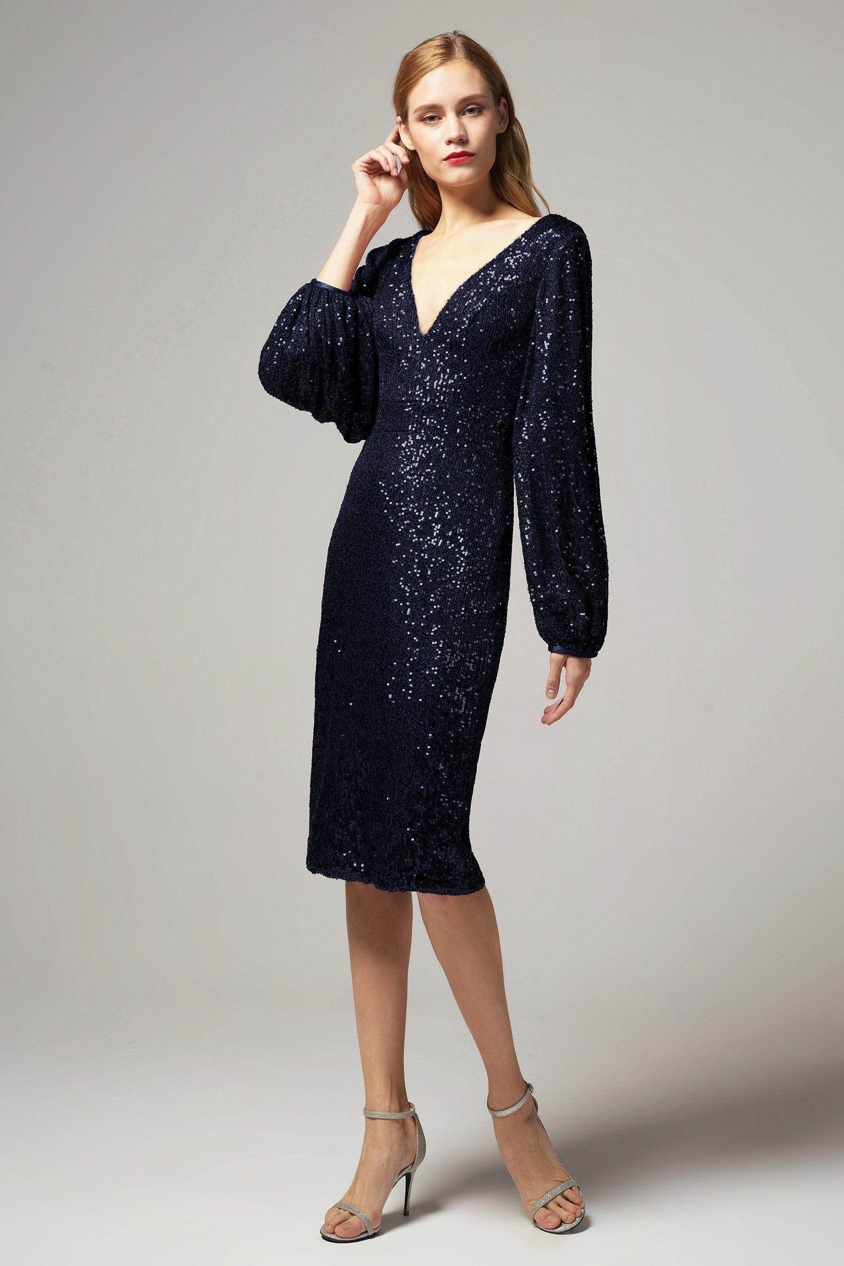 Sheath-Column Knee Length Sequined Dress CS0268